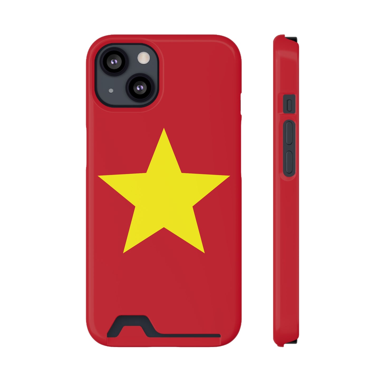Red Star Phone Case with Card Holder, Gift for Flag Lovers, Stylish Accessory for Everyday Use, Perfect for Travel, Birthday Gift