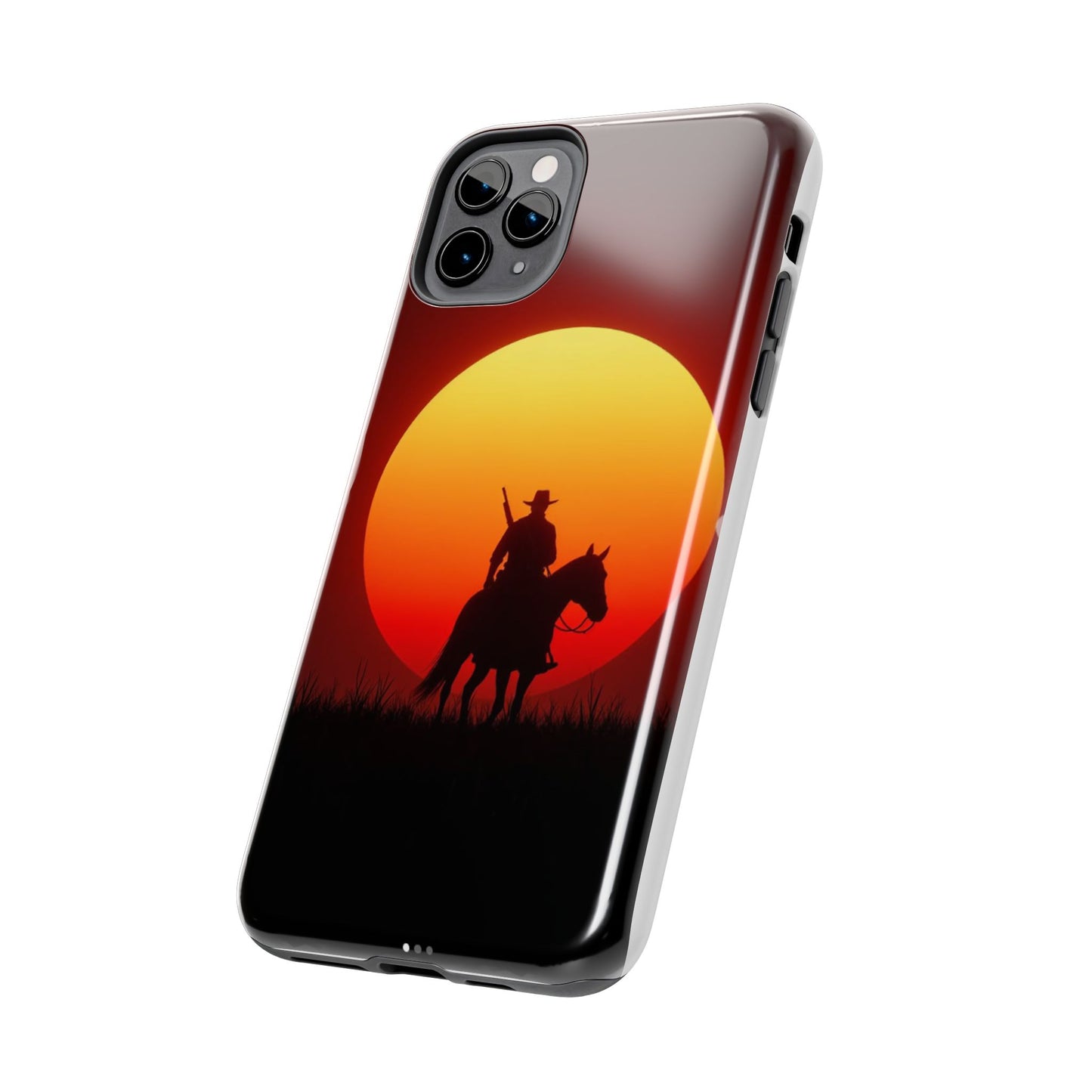 Sunset Cowboy Tough Phone Cases, Western Style Phone Cover, Unique Gift for Horse Lovers, Adventure Accessories, Durable Phone Protection