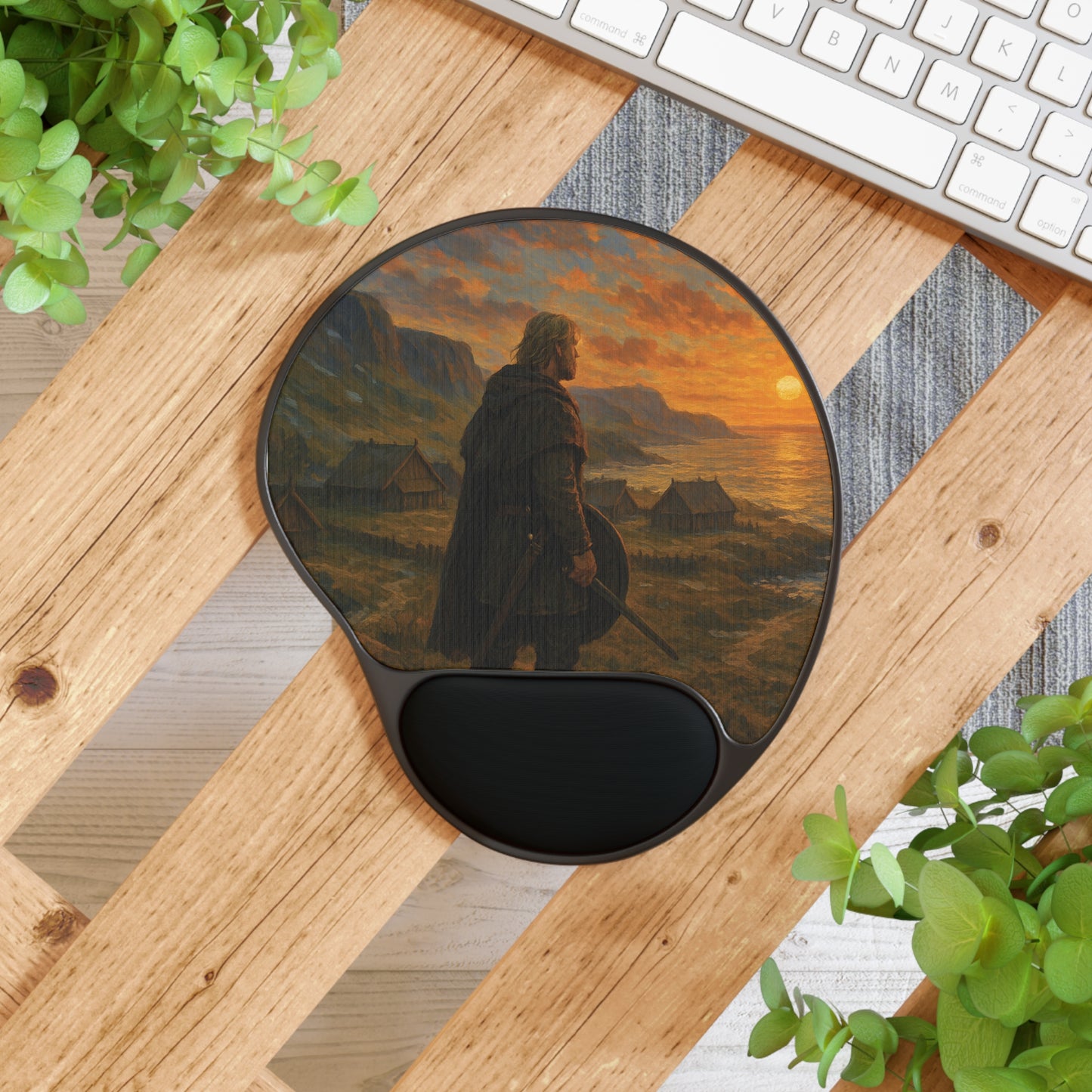 Viking Sunset Mouse Pad with Wrist Rest, Ergonomic Desk Accessory, Great for Gamers, Office Decor, Gift for Him, Unique Home Office Supplies