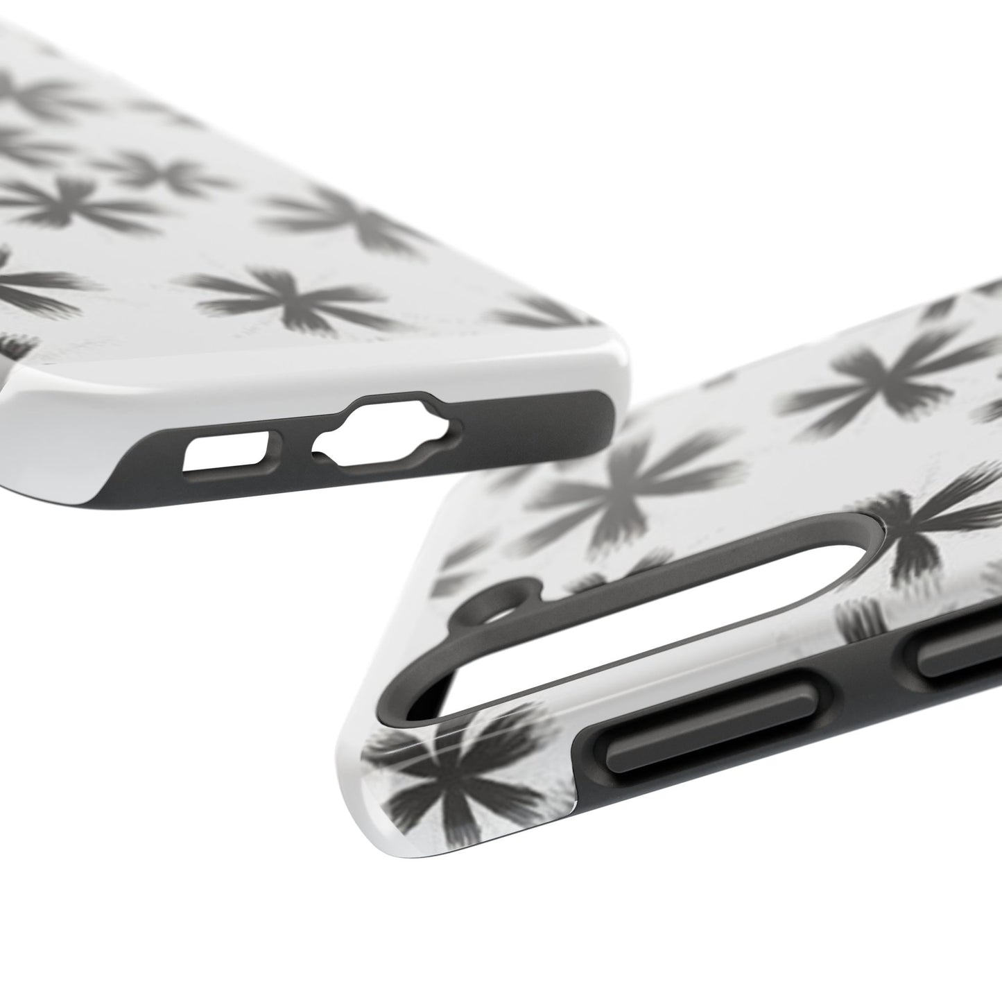 Stylish Tough Phone Cases, Black Flower Design, Durable Phone Protection, Unique Gift, Trendy Phone Accessories