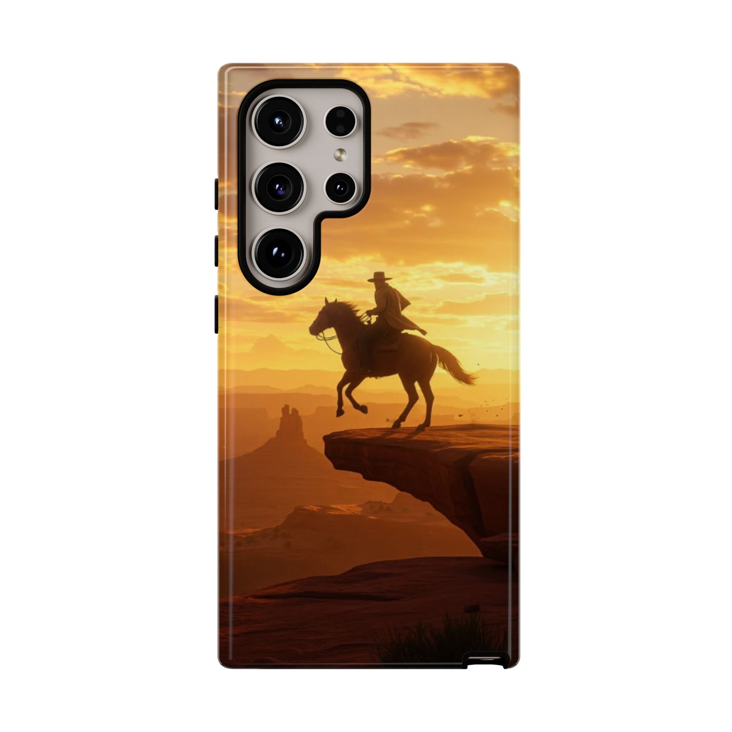 Sunset Horse Rider Phone Case, Western Art Cover, Tough Shell, Ideal Gift for Horse Lovers, Scenic Phone Accessories