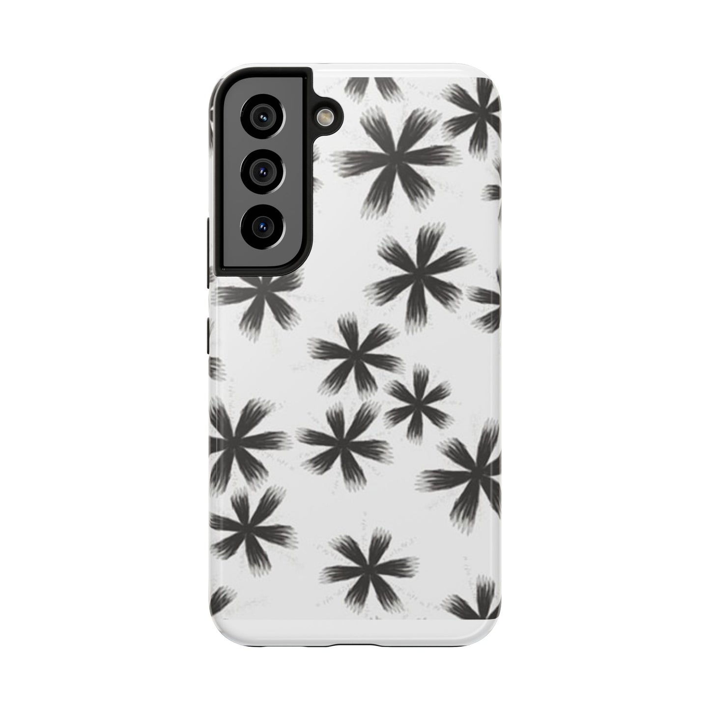 Stylish Tough Phone Cases, Black Flower Design, Durable Phone Protection, Unique Gift, Trendy Phone Accessories