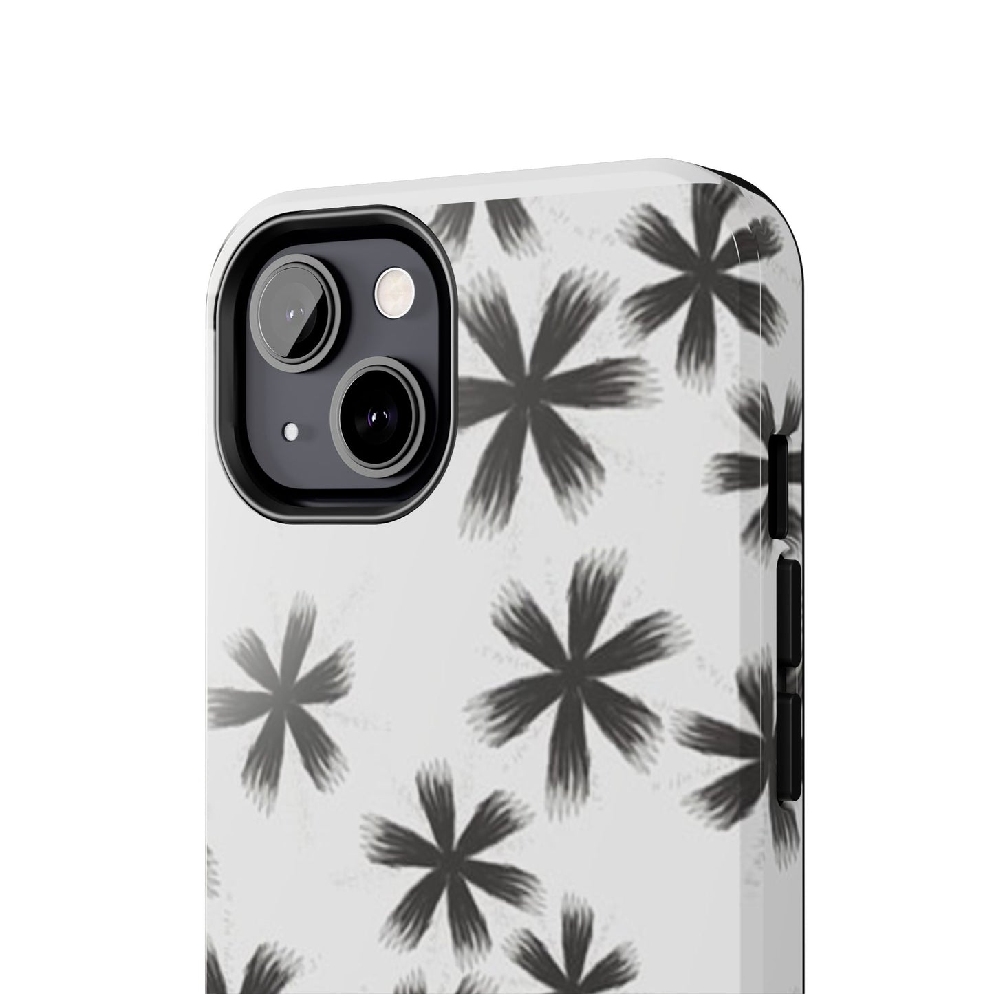 Stylish Tough Phone Cases, Black Flower Design, Durable Phone Protection, Unique Gift, Trendy Phone Accessories