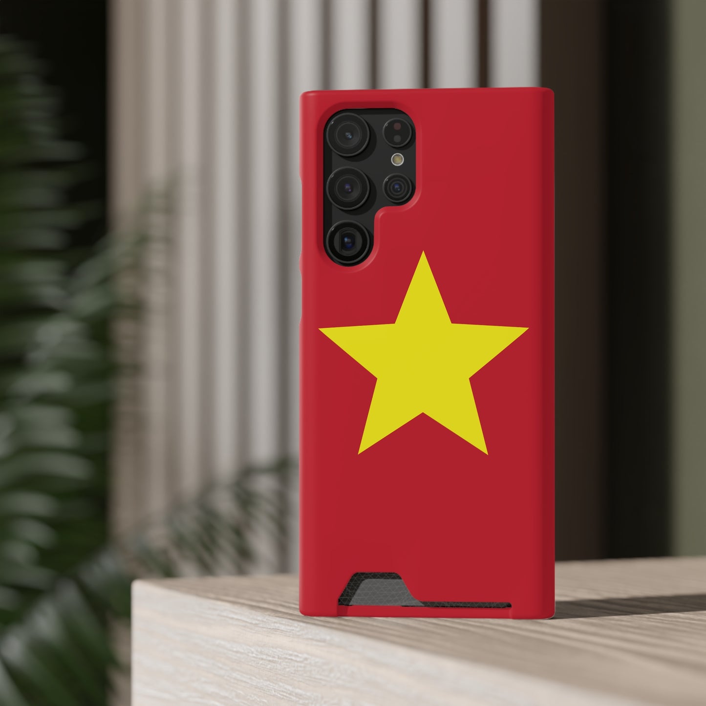 Red Star Phone Case with Card Holder, Gift for Flag Lovers, Stylish Accessory for Everyday Use, Perfect for Travel, Birthday Gift