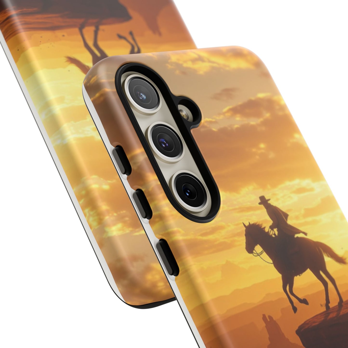 Sunset Horse Rider Phone Case, Western Art Cover, Tough Shell, Ideal Gift for Horse Lovers, Scenic Phone Accessories