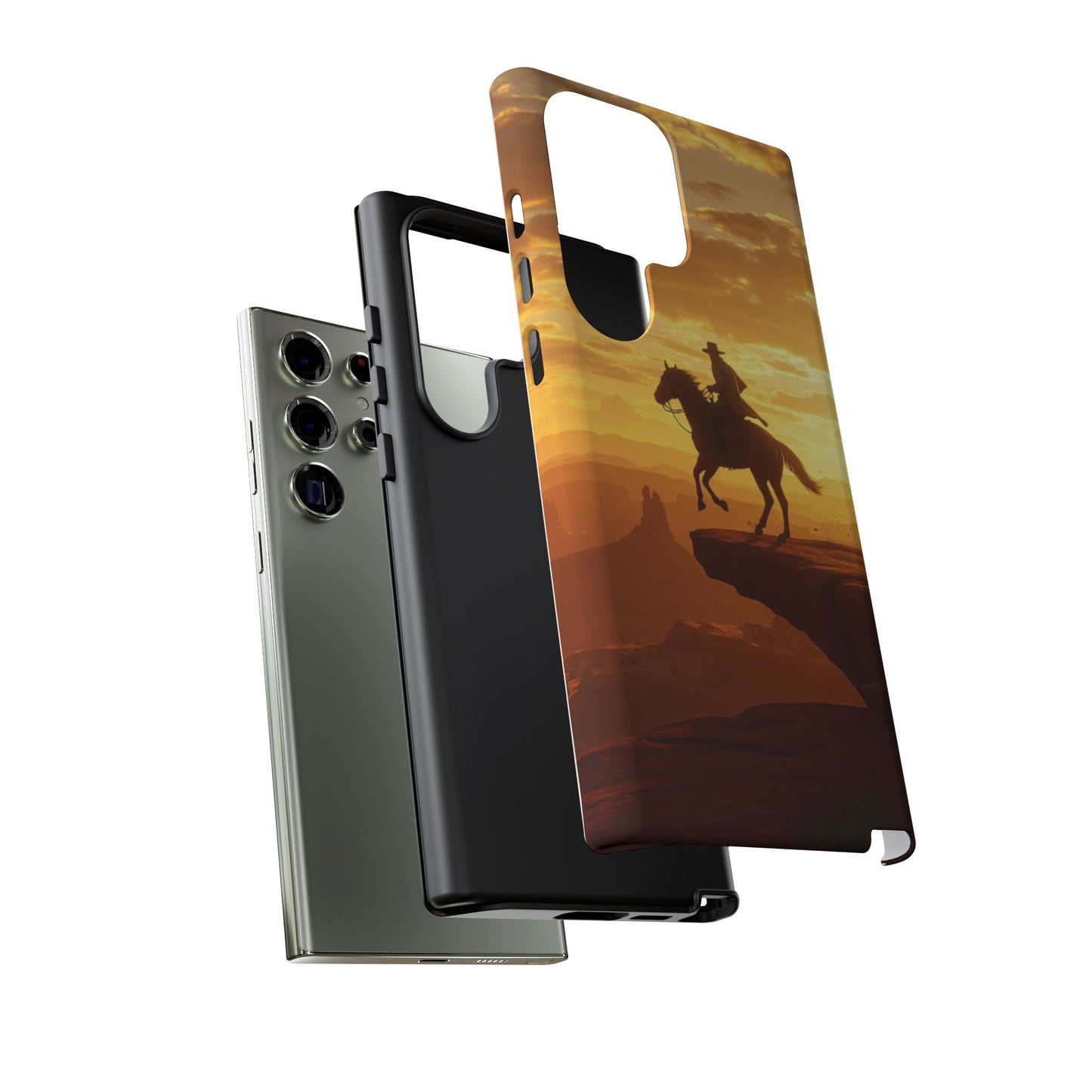 Sunset Horse Rider Phone Case, Western Art Cover, Tough Shell, Ideal Gift for Horse Lovers, Scenic Phone Accessories