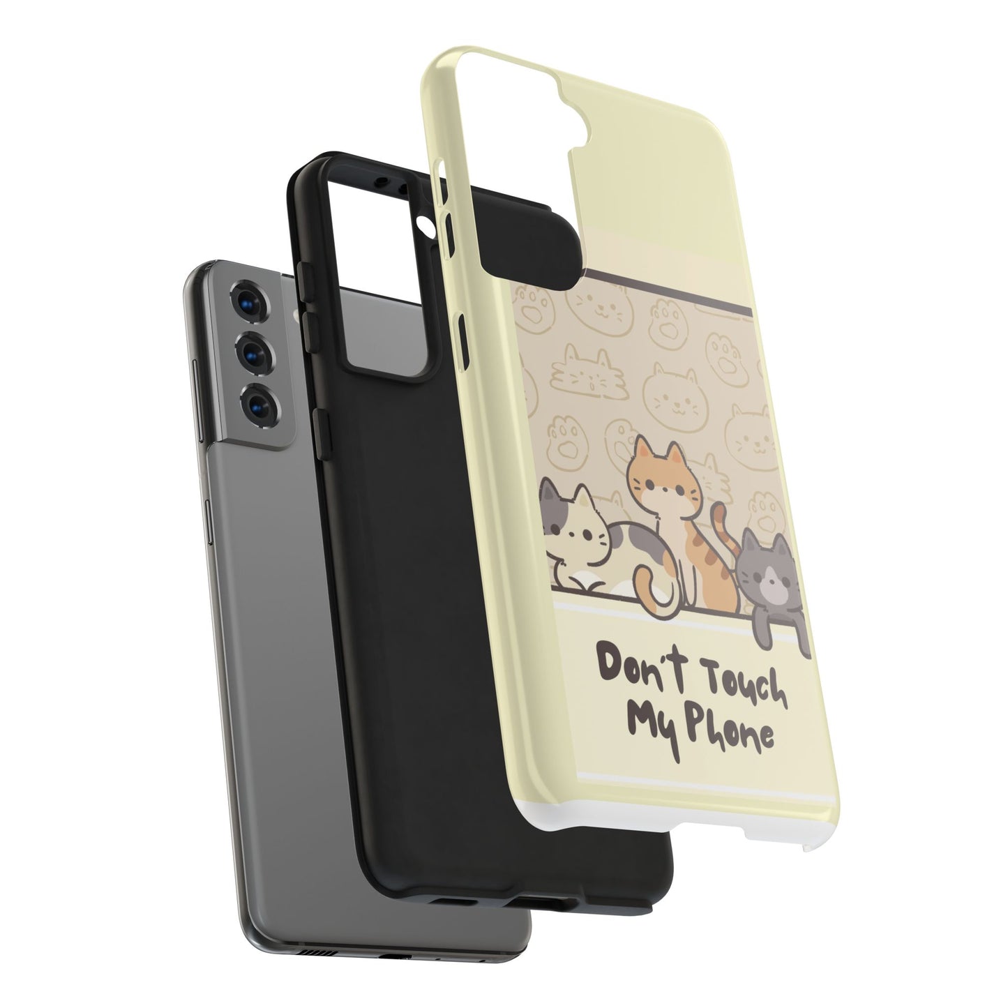 Cute Cat Phone Case - Don't Touch My Phone, Gift for Cat Lovers, Kawaii Accessories, Fun Tech Protection, Pet Lover Gifts