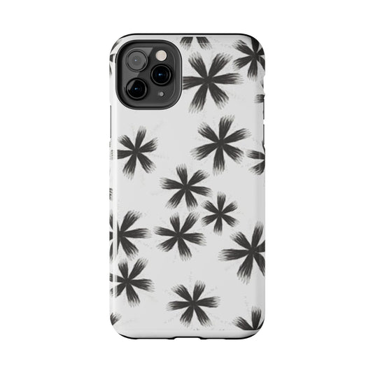 Stylish Tough Phone Cases, Black Flower Design, Durable Phone Protection, Unique Gift, Trendy Phone Accessories