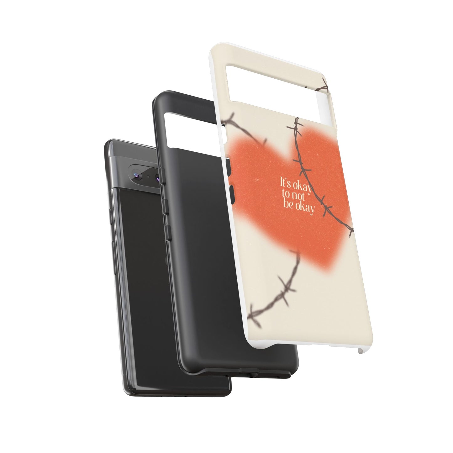 Heartfelt Phone Case | Barbed Wire Design, It's Okay to Not Be Okay, Supportive Gift, Anxiety Awareness, Unique Phone Accessory
