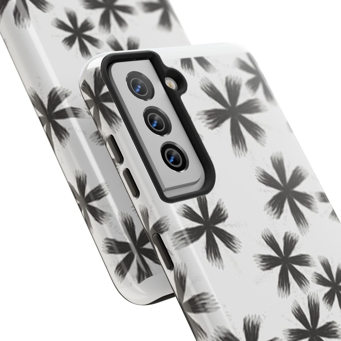 Stylish Tough Phone Cases, Black Flower Design, Durable Phone Protection, Unique Gift, Trendy Phone Accessories