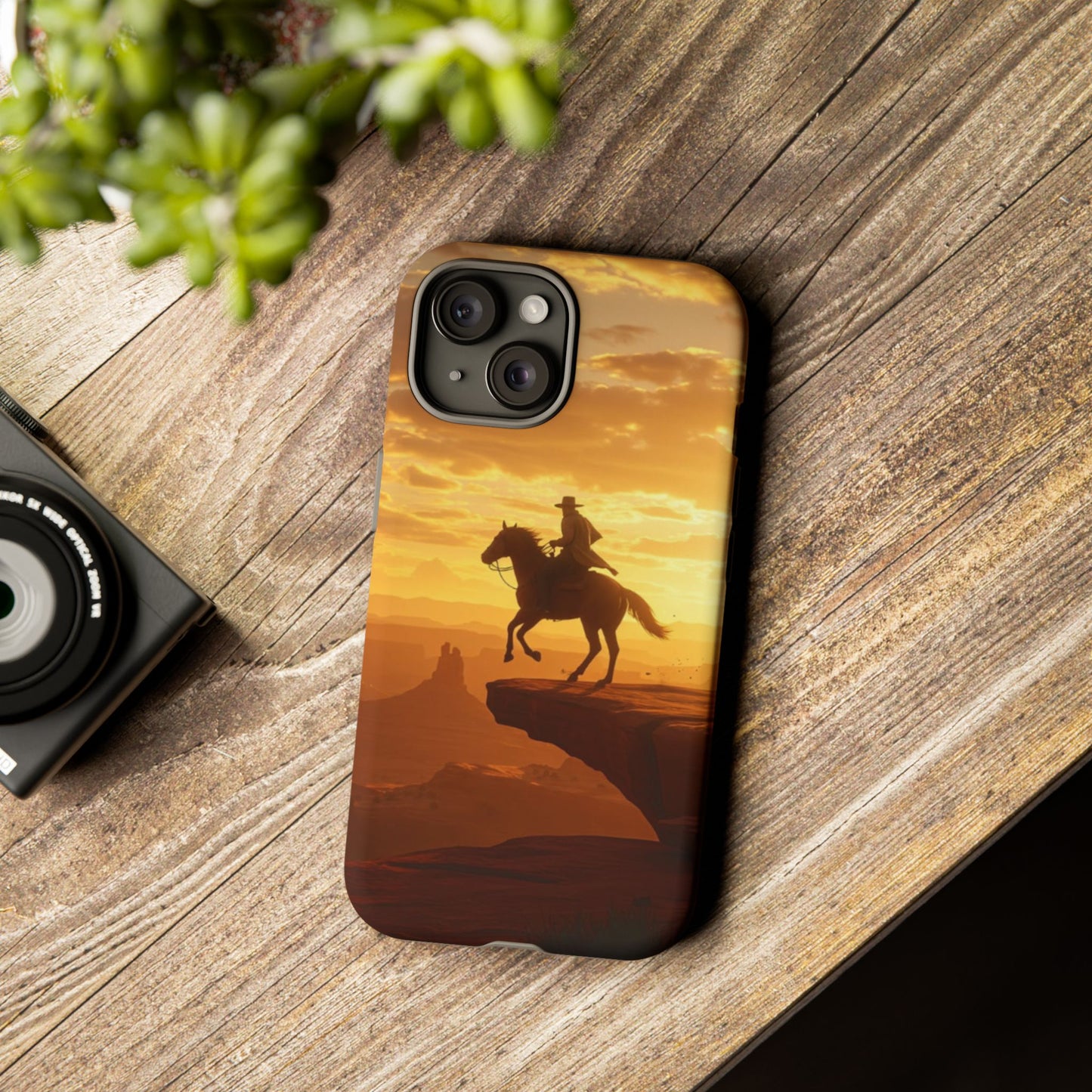 Sunset Horse Rider Phone Case, Western Art Cover, Tough Shell, Ideal Gift for Horse Lovers, Scenic Phone Accessories