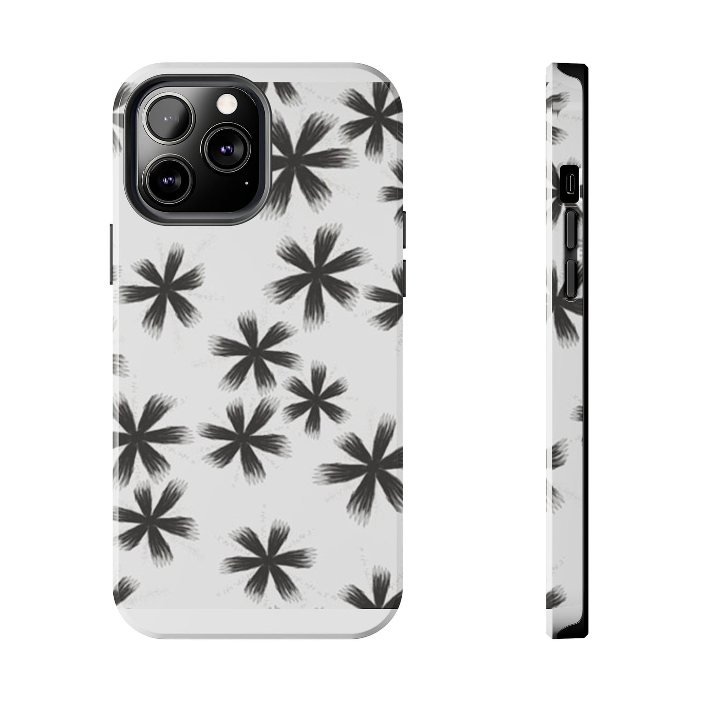 Stylish Tough Phone Cases, Black Flower Design, Durable Phone Protection, Unique Gift, Trendy Phone Accessories