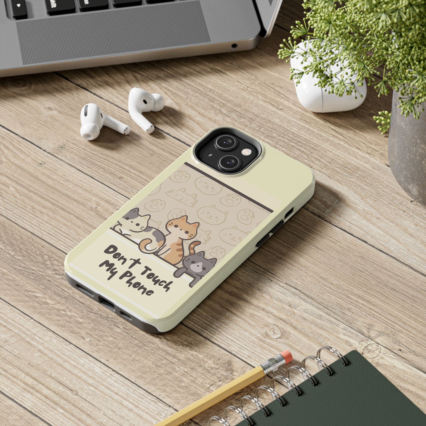Cute Cat Phone Case - Don't Touch My Phone, Gift for Cat Lovers, Kawaii Accessories, Fun Tech Protection, Pet Lover Gifts