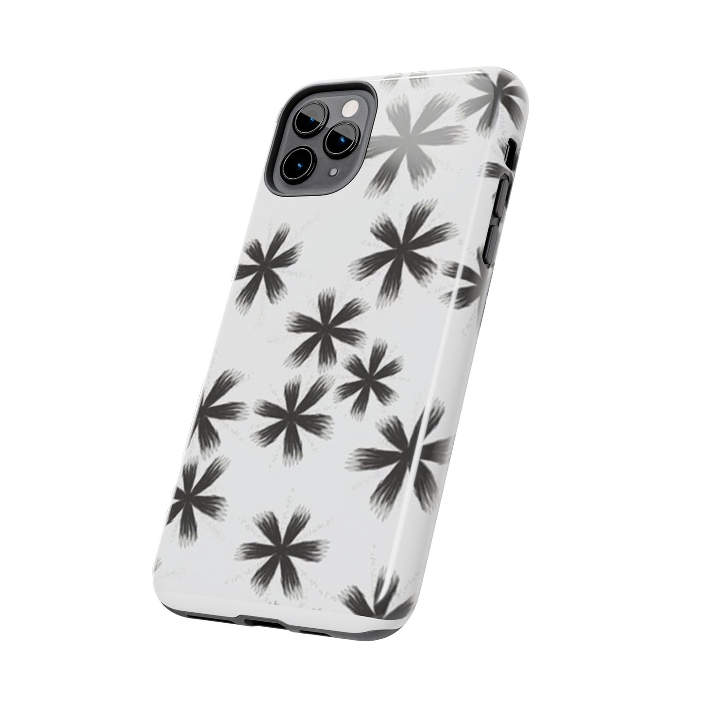 Stylish Tough Phone Cases, Black Flower Design, Durable Phone Protection, Unique Gift, Trendy Phone Accessories