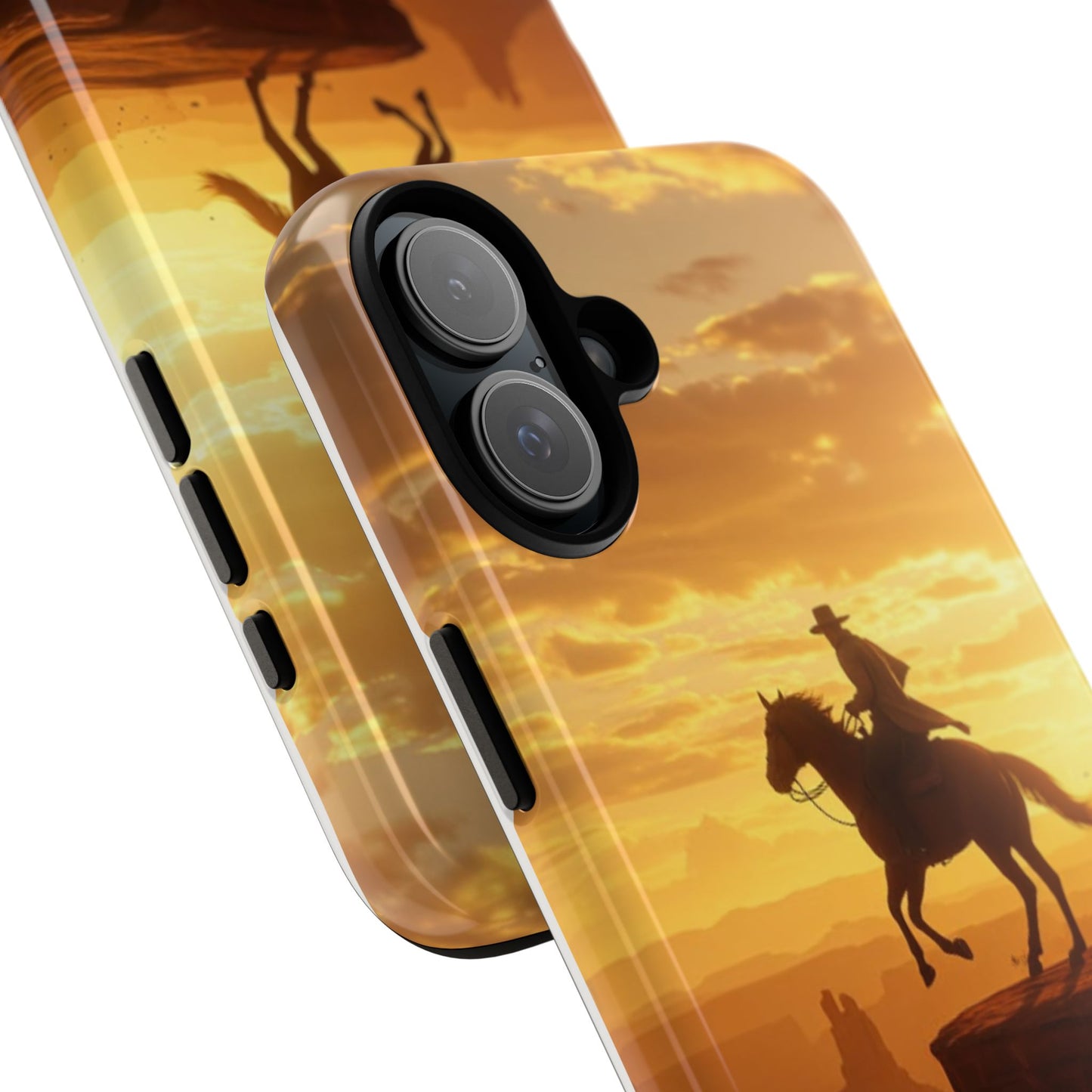 Sunset Horse Rider Phone Case, Western Art Cover, Tough Shell, Ideal Gift for Horse Lovers, Scenic Phone Accessories