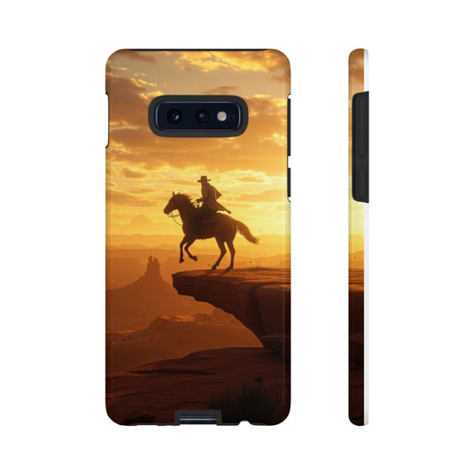 Sunset Horse Rider Phone Case, Western Art Cover, Tough Shell, Ideal Gift for Horse Lovers, Scenic Phone Accessories
