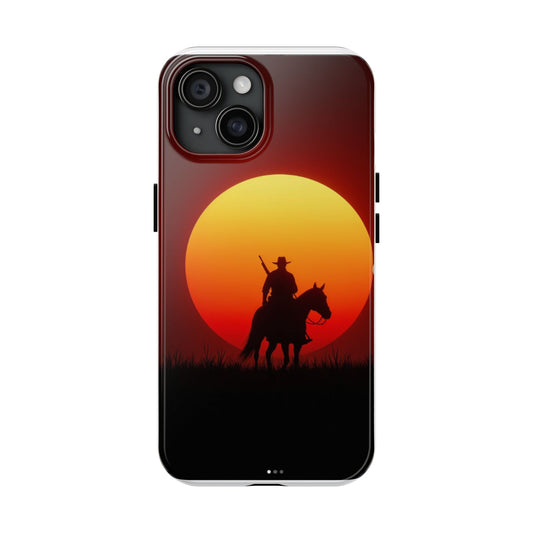 Sunset Cowboy Tough Phone Cases, Western Style Phone Cover, Unique Gift for Horse Lovers, Adventure Accessories, Durable Phone Protection