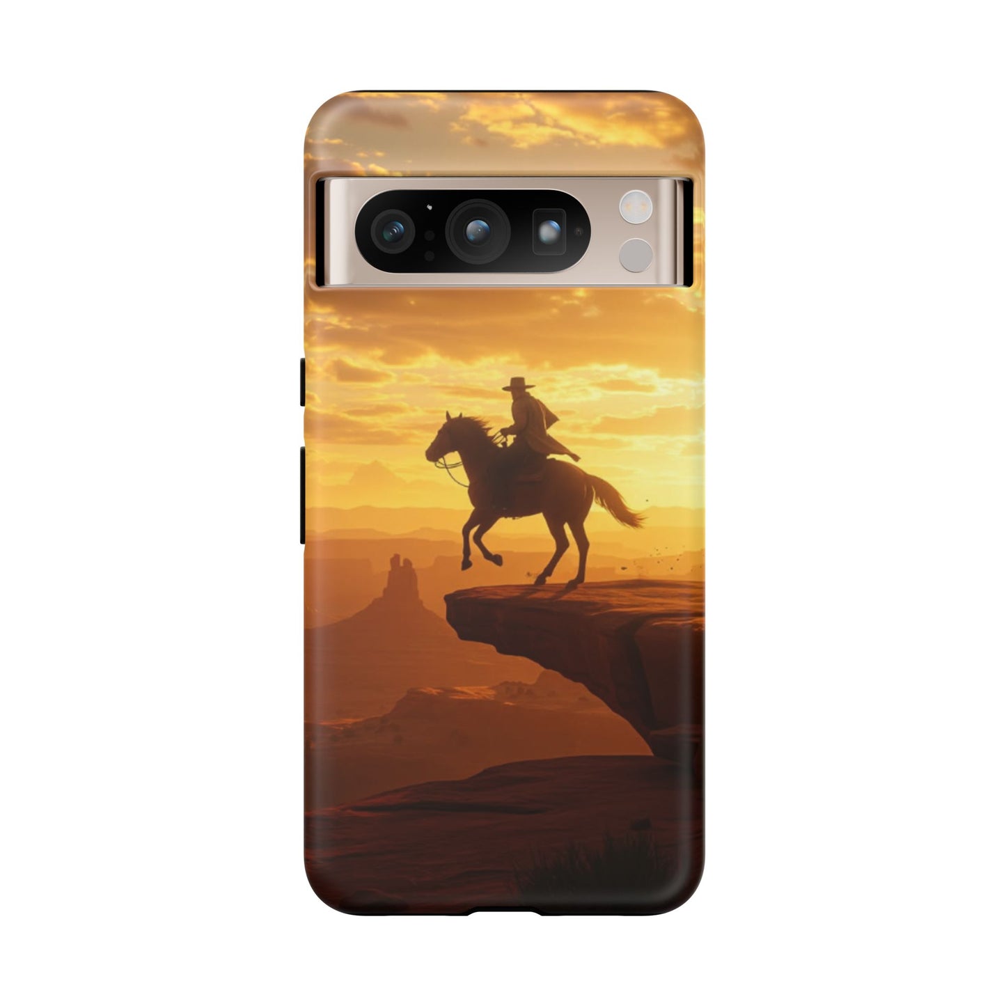 Sunset Horse Rider Phone Case, Western Art Cover, Tough Shell, Ideal Gift for Horse Lovers, Scenic Phone Accessories