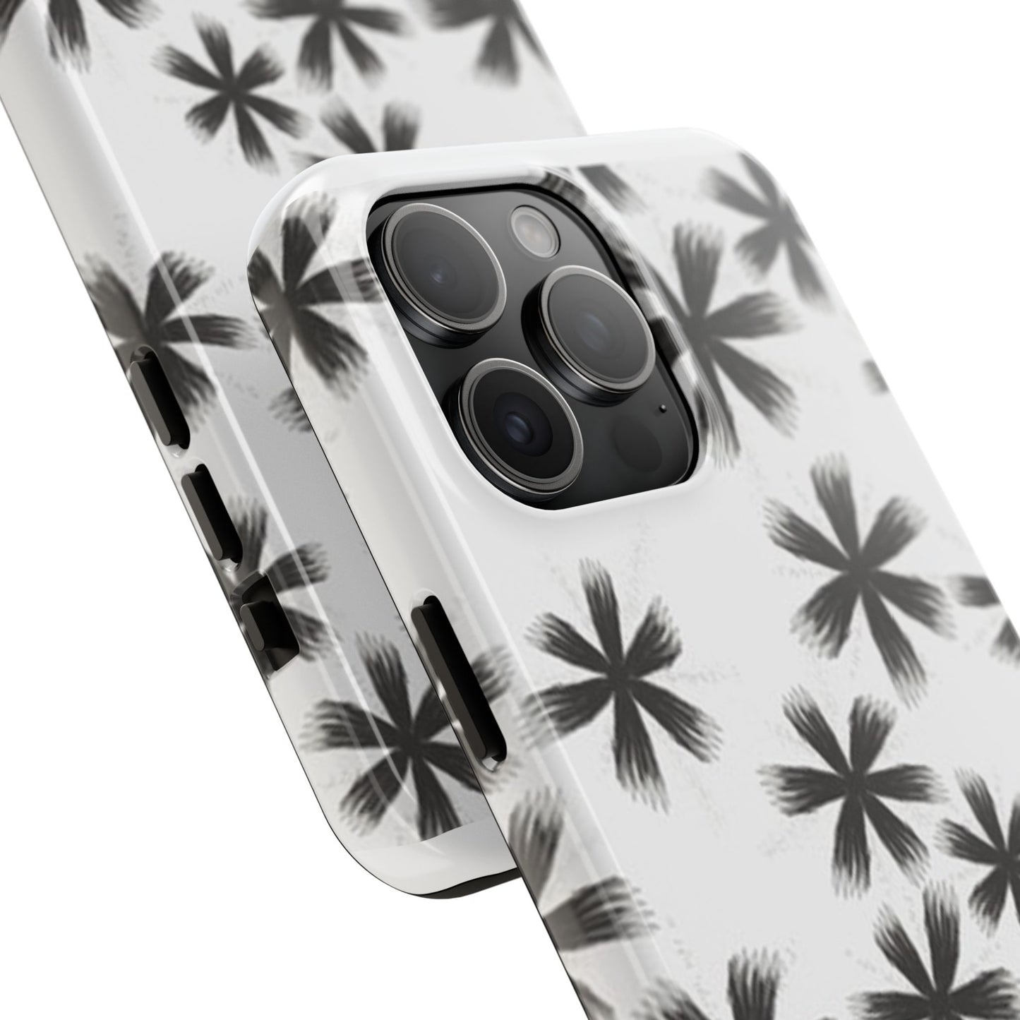 Stylish Tough Phone Cases, Black Flower Design, Durable Phone Protection, Unique Gift, Trendy Phone Accessories