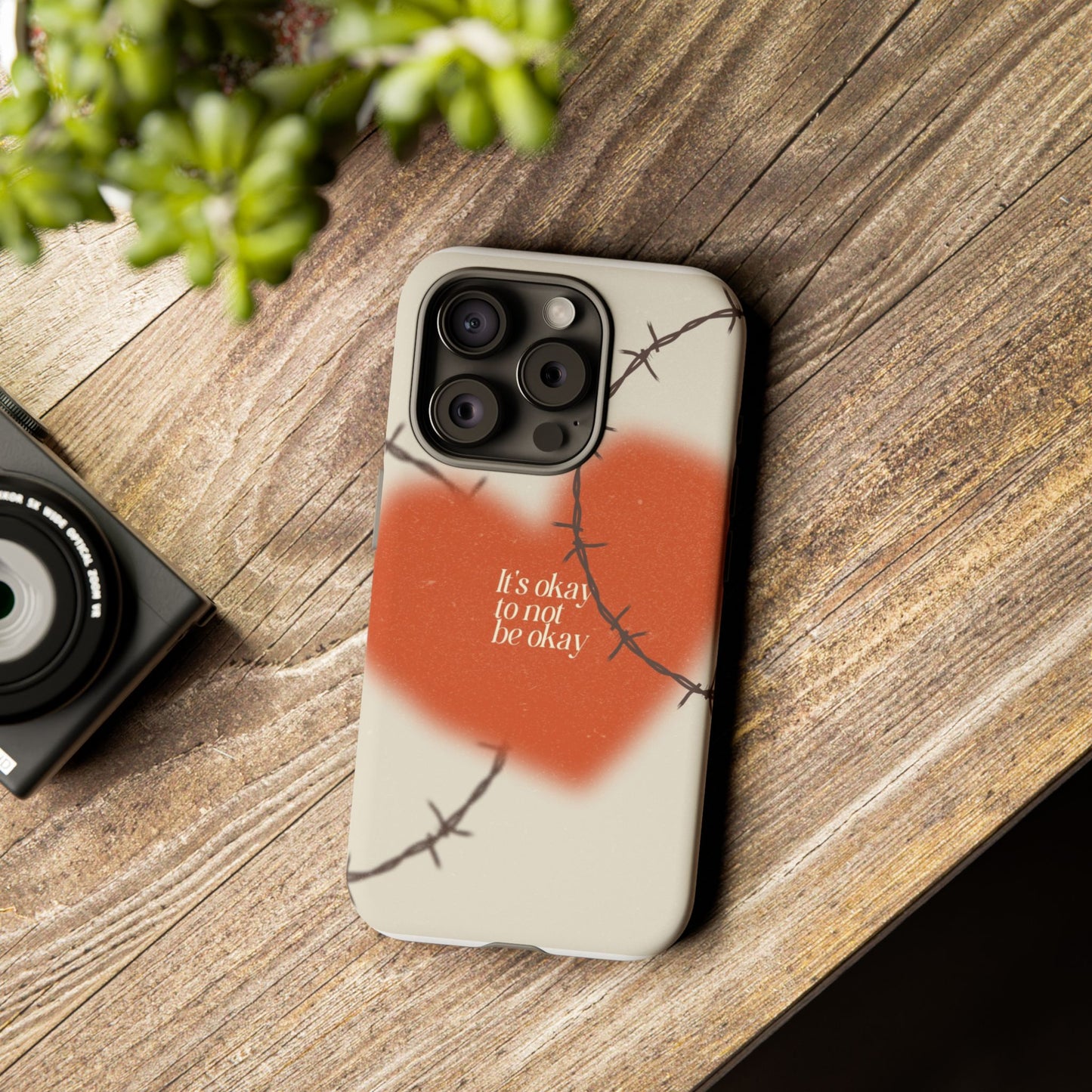 Heartfelt Phone Case | Barbed Wire Design, It's Okay to Not Be Okay, Supportive Gift, Anxiety Awareness, Unique Phone Accessory