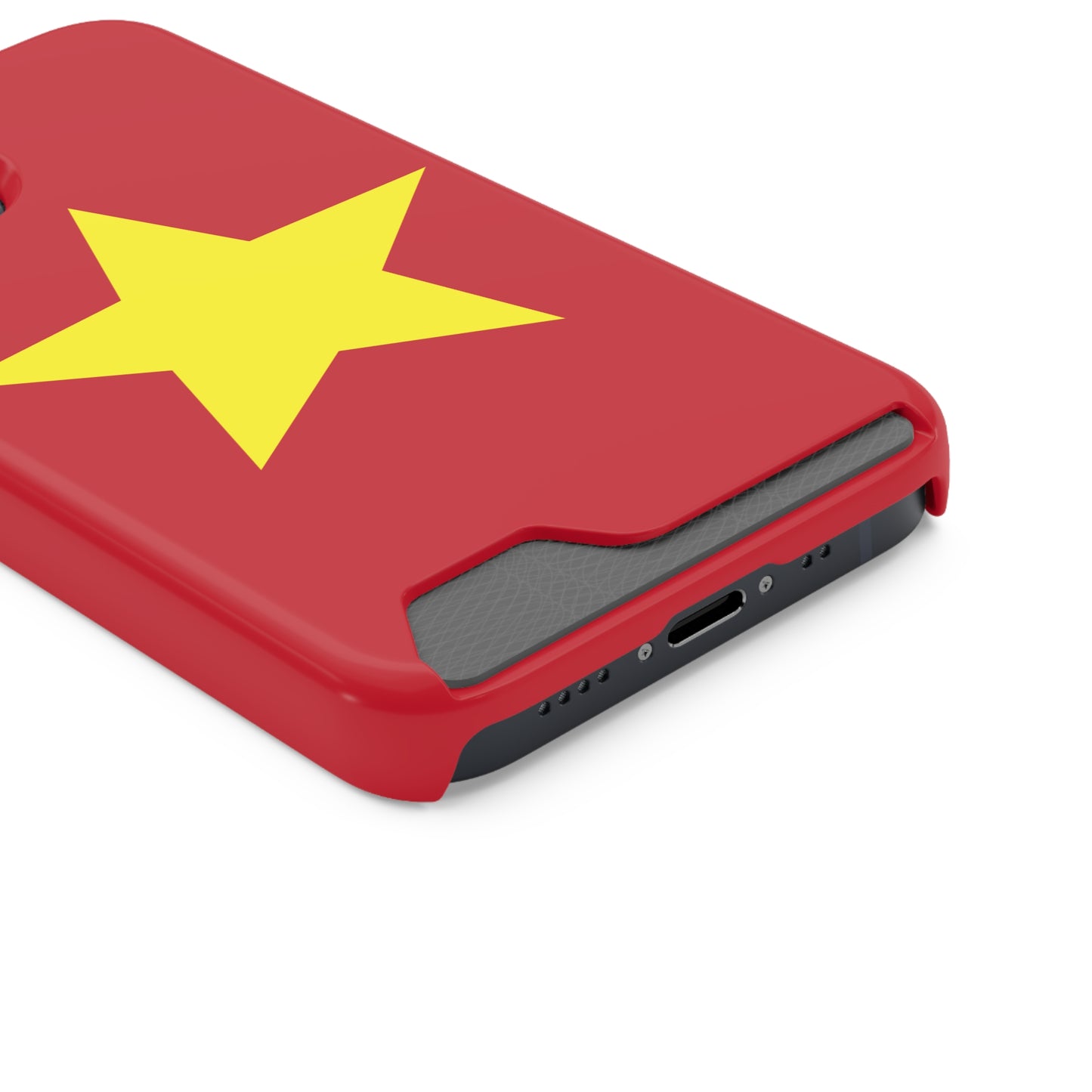 Red Star Phone Case with Card Holder, Gift for Flag Lovers, Stylish Accessory for Everyday Use, Perfect for Travel, Birthday Gift
