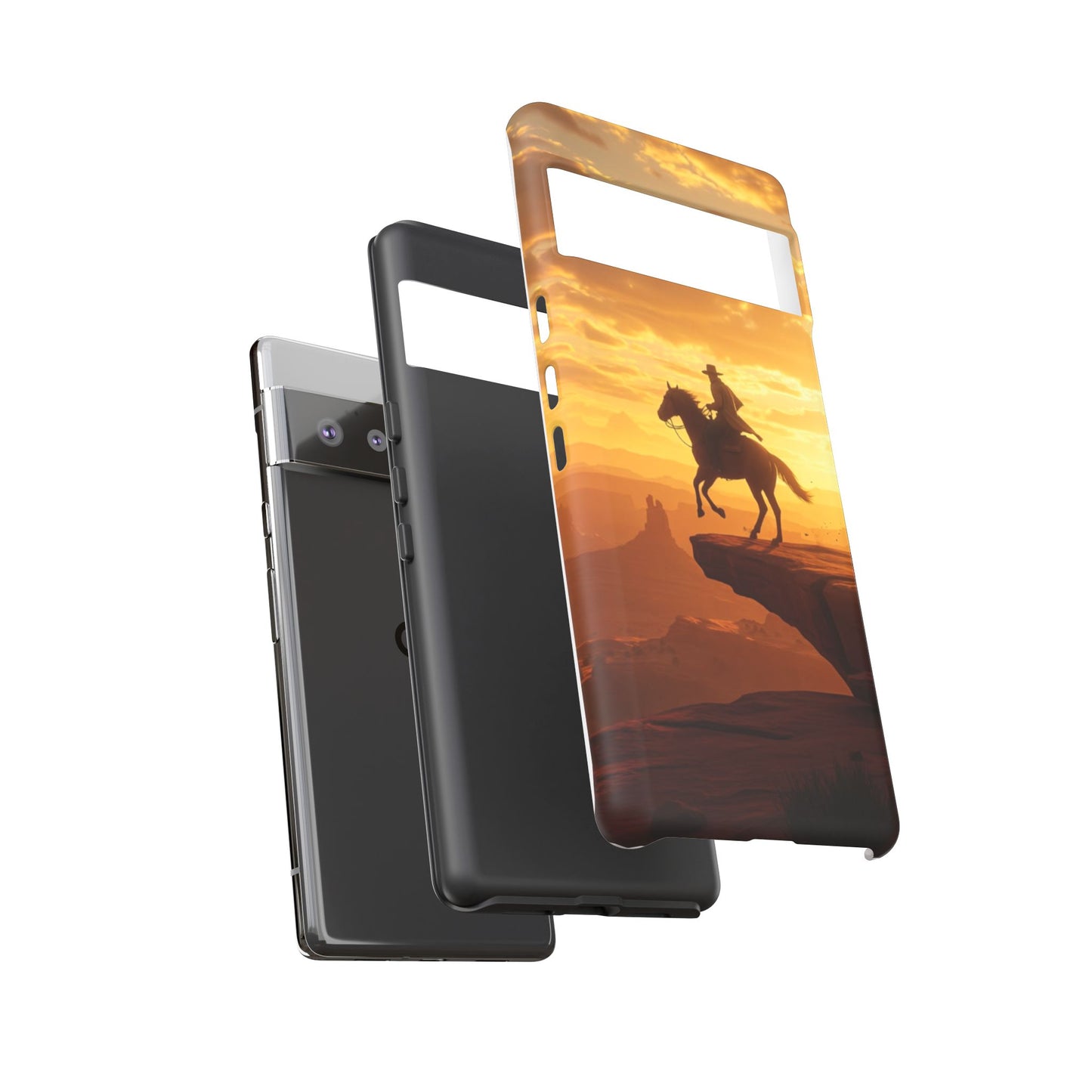 Sunset Horse Rider Phone Case, Western Art Cover, Tough Shell, Ideal Gift for Horse Lovers, Scenic Phone Accessories