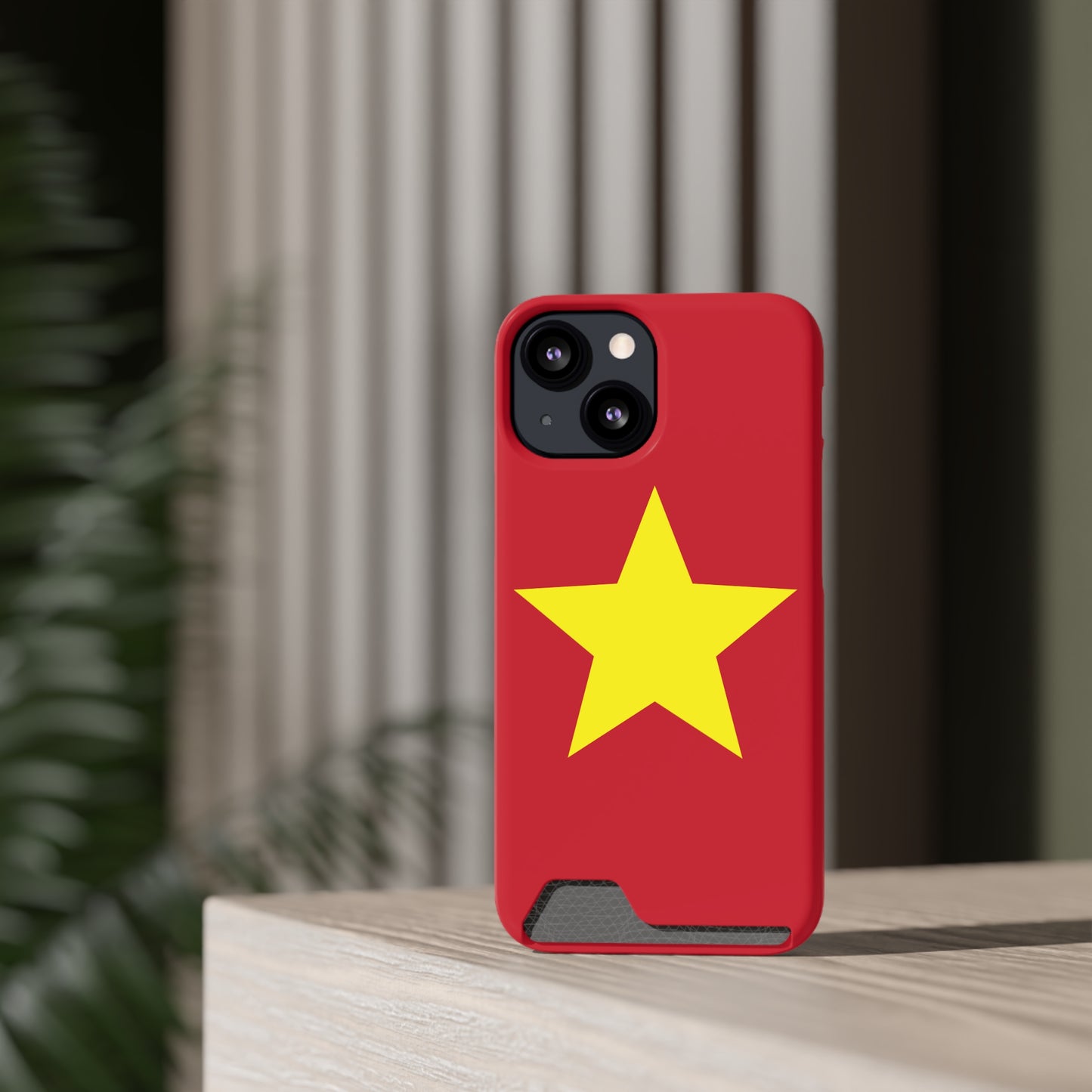 Red Star Phone Case with Card Holder, Gift for Flag Lovers, Stylish Accessory for Everyday Use, Perfect for Travel, Birthday Gift
