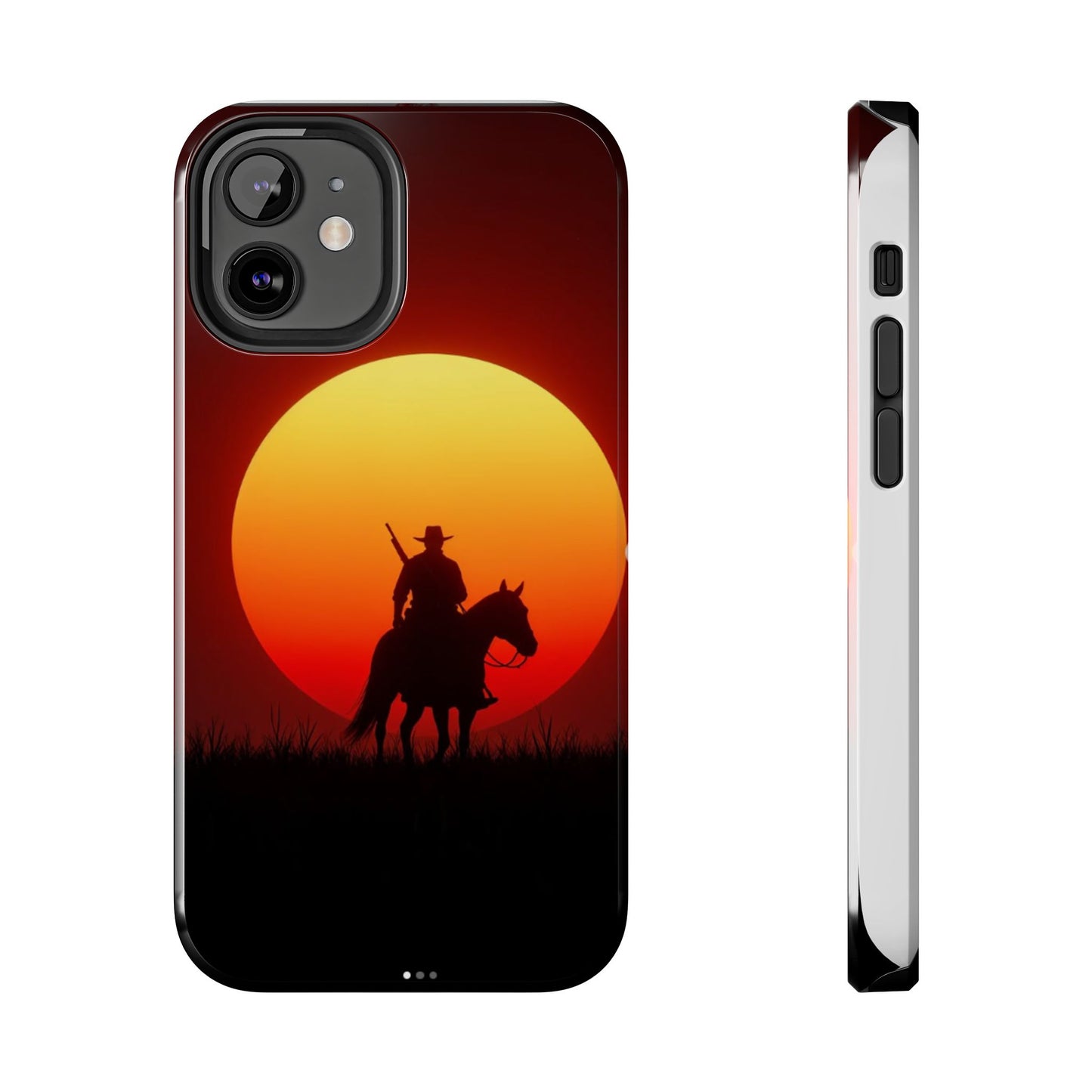 Sunset Cowboy Tough Phone Cases, Western Style Phone Cover, Unique Gift for Horse Lovers, Adventure Accessories, Durable Phone Protection