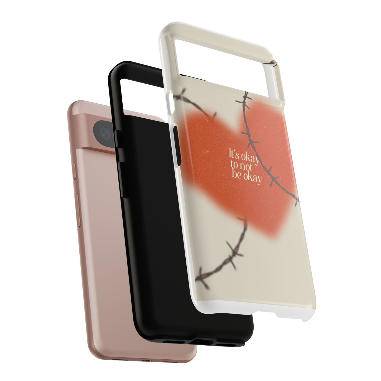Heartfelt Phone Case | Barbed Wire Design, It's Okay to Not Be Okay, Supportive Gift, Anxiety Awareness, Unique Phone Accessory