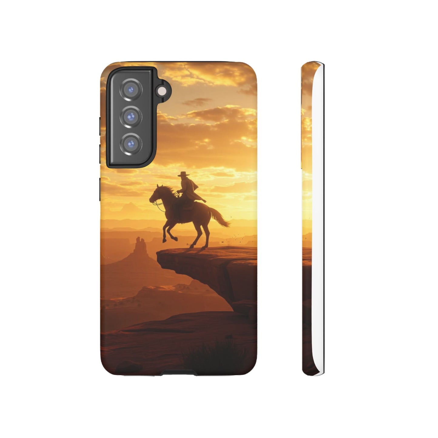 Sunset Horse Rider Phone Case, Western Art Cover, Tough Shell, Ideal Gift for Horse Lovers, Scenic Phone Accessories