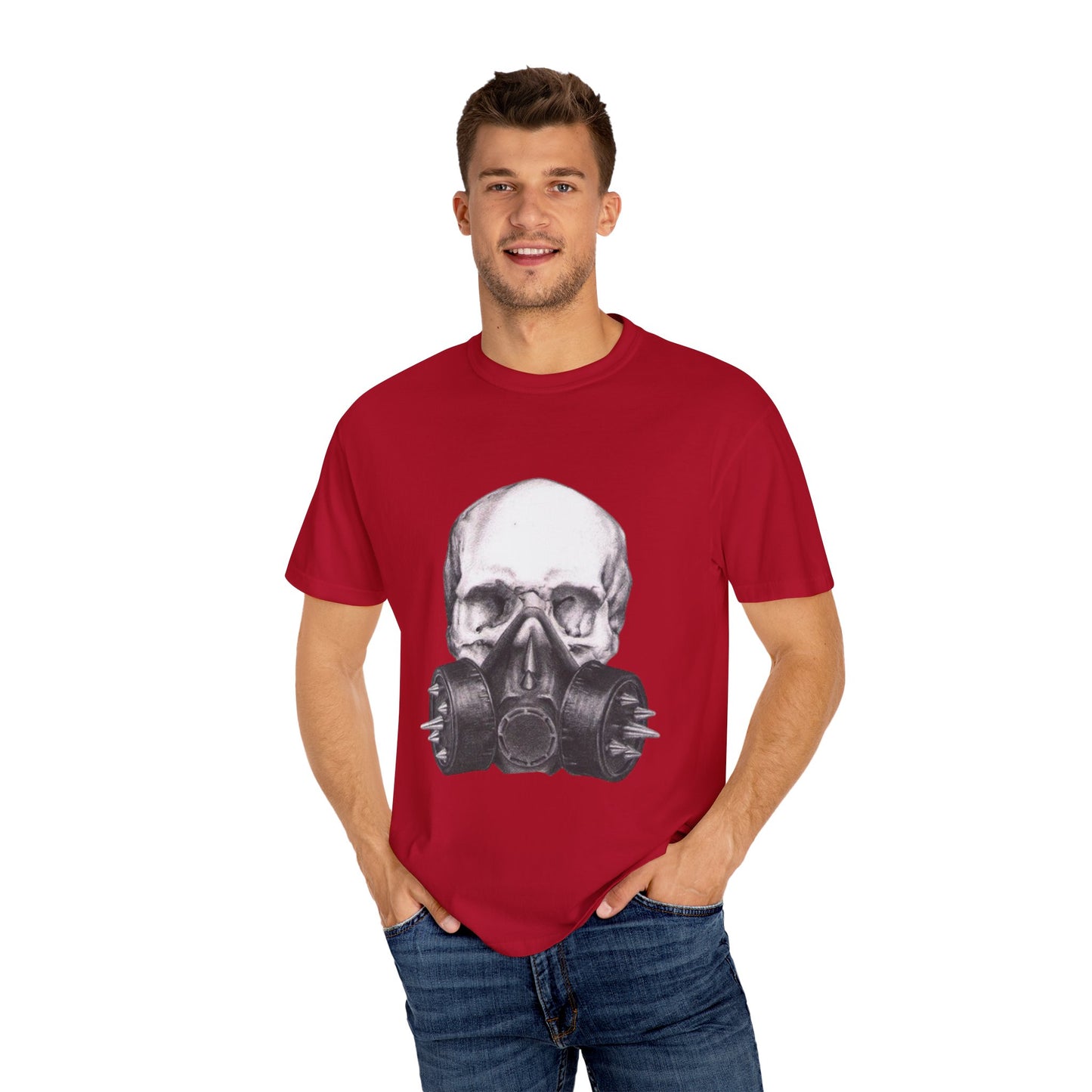 Edgy Skull Gas Mask T-shirt | Unisex Punk Apparel, Streetwear, Alternative Fashion, Music Festival Gear, Unique Graphic Tee