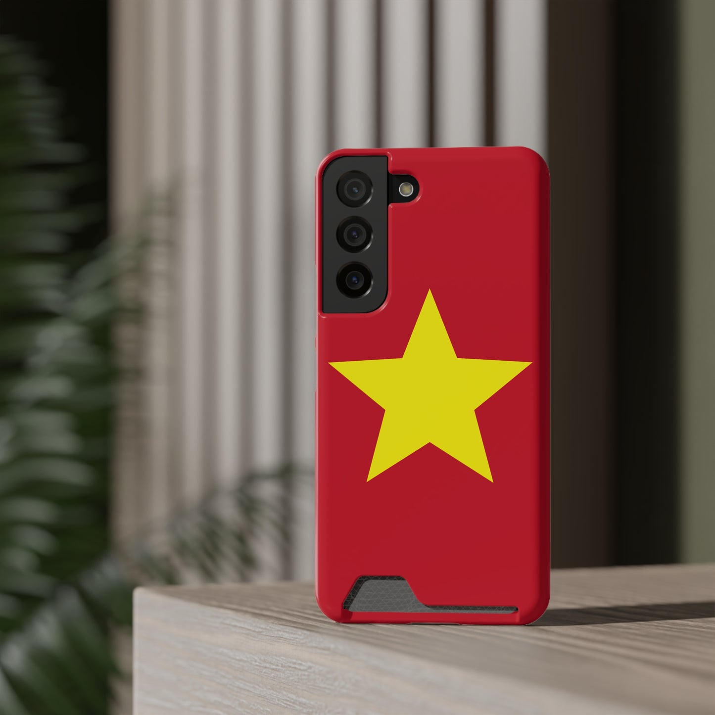 Red Star Phone Case with Card Holder, Gift for Flag Lovers, Stylish Accessory for Everyday Use, Perfect for Travel, Birthday Gift