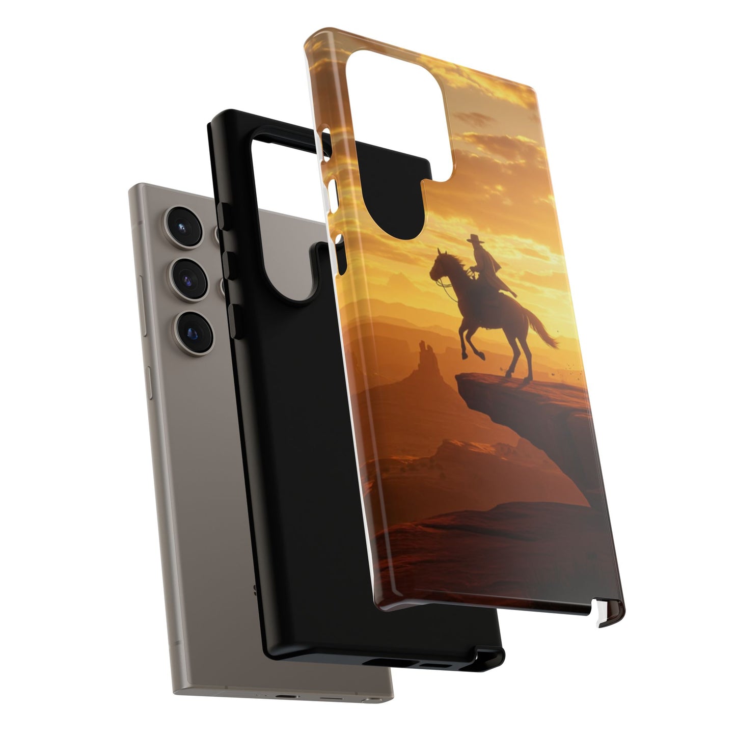 Sunset Horse Rider Phone Case, Western Art Cover, Tough Shell, Ideal Gift for Horse Lovers, Scenic Phone Accessories