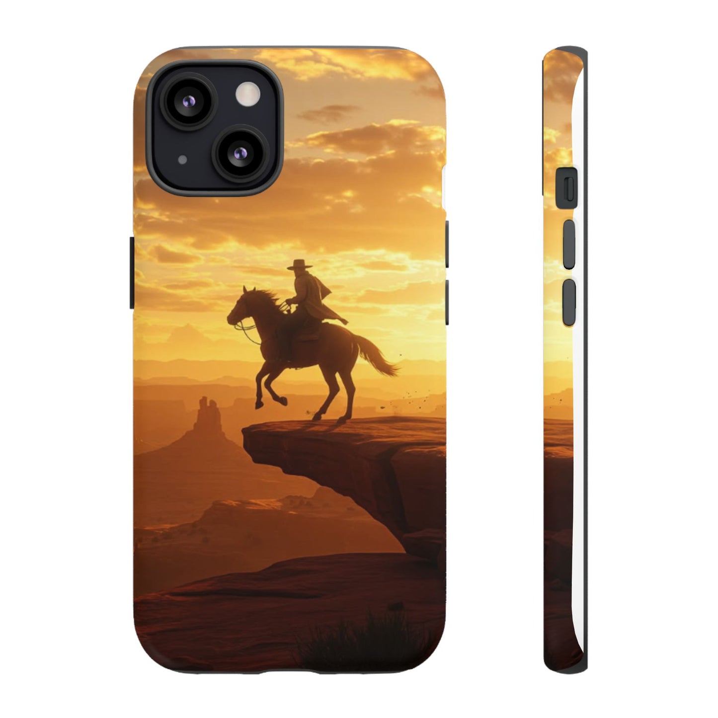 Sunset Horse Rider Phone Case, Western Art Cover, Tough Shell, Ideal Gift for Horse Lovers, Scenic Phone Accessories