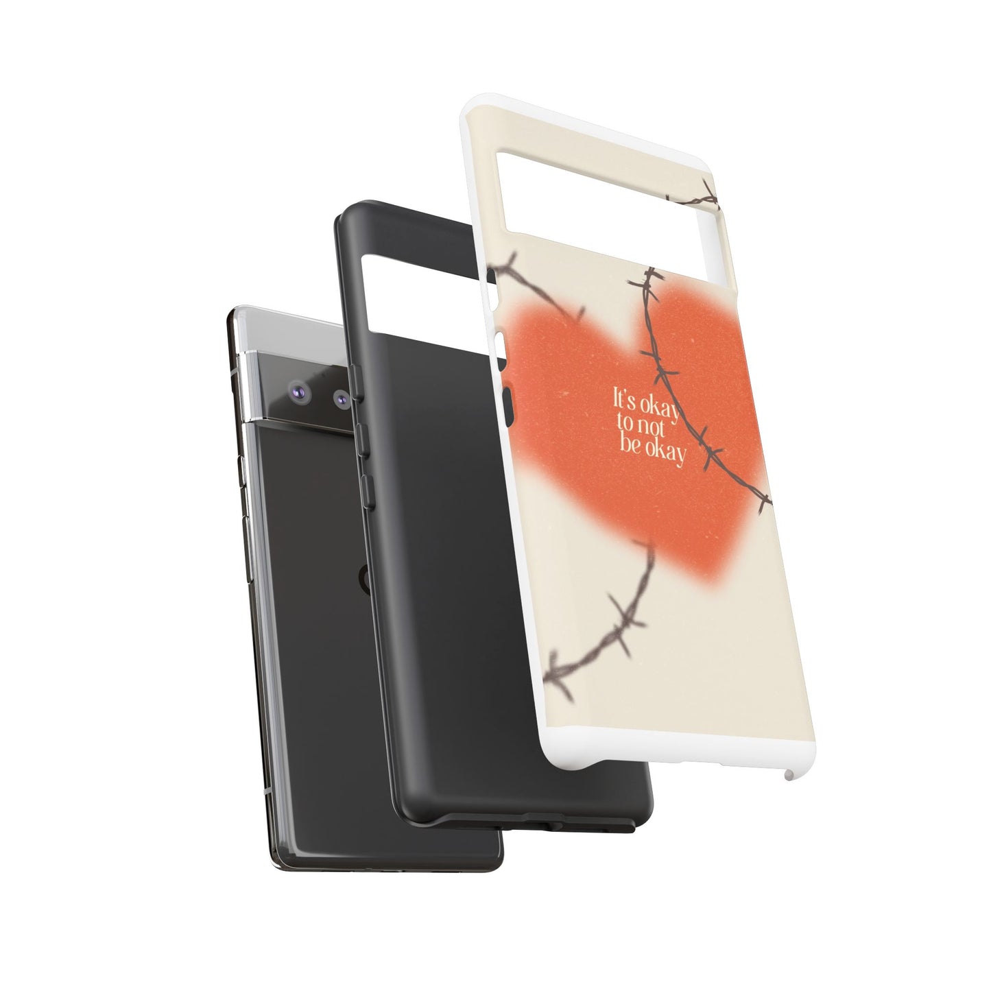 Heartfelt Phone Case | Barbed Wire Design, It's Okay to Not Be Okay, Supportive Gift, Anxiety Awareness, Unique Phone Accessory
