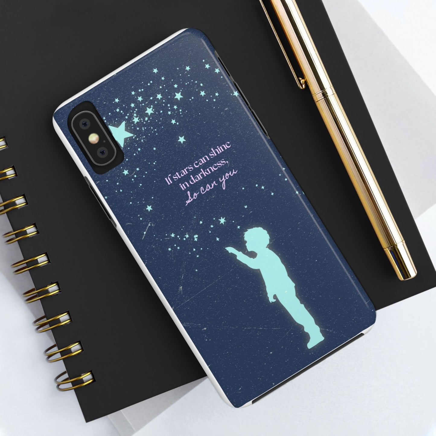 Starry Night Tough Phone Cases, Inspirational Phone Cover, Cute Kid Design, Galaxy Aesthetic, Gift for Dreamers, Motivational Decor