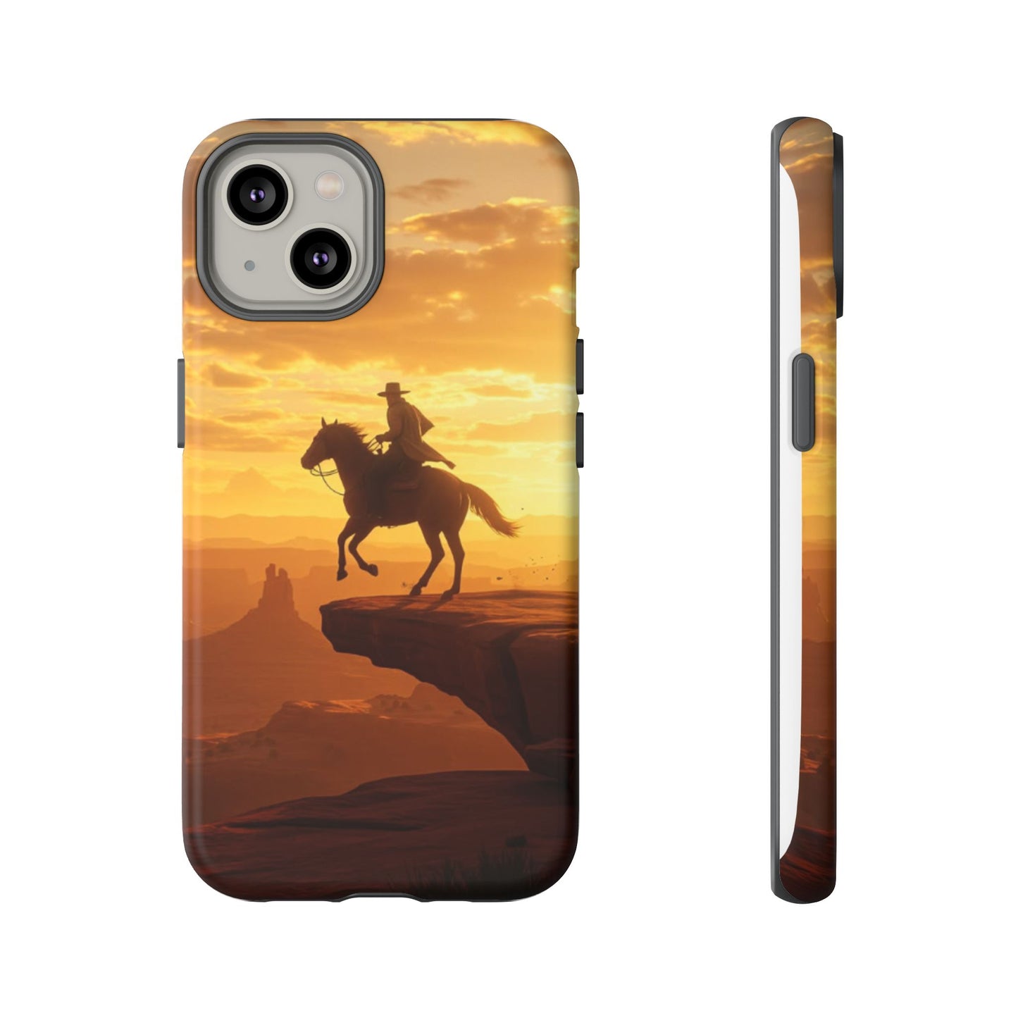 Sunset Horse Rider Phone Case, Western Art Cover, Tough Shell, Ideal Gift for Horse Lovers, Scenic Phone Accessories