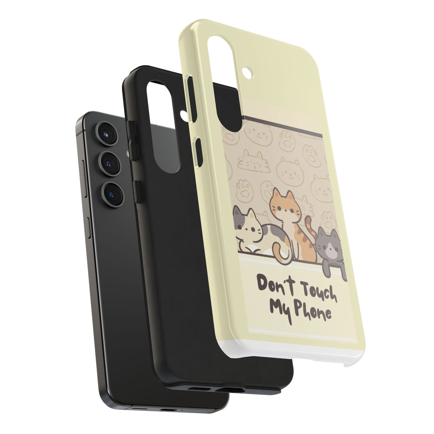 Cute Cat Phone Case - Don't Touch My Phone, Gift for Cat Lovers, Kawaii Accessories, Fun Tech Protection, Pet Lover Gifts