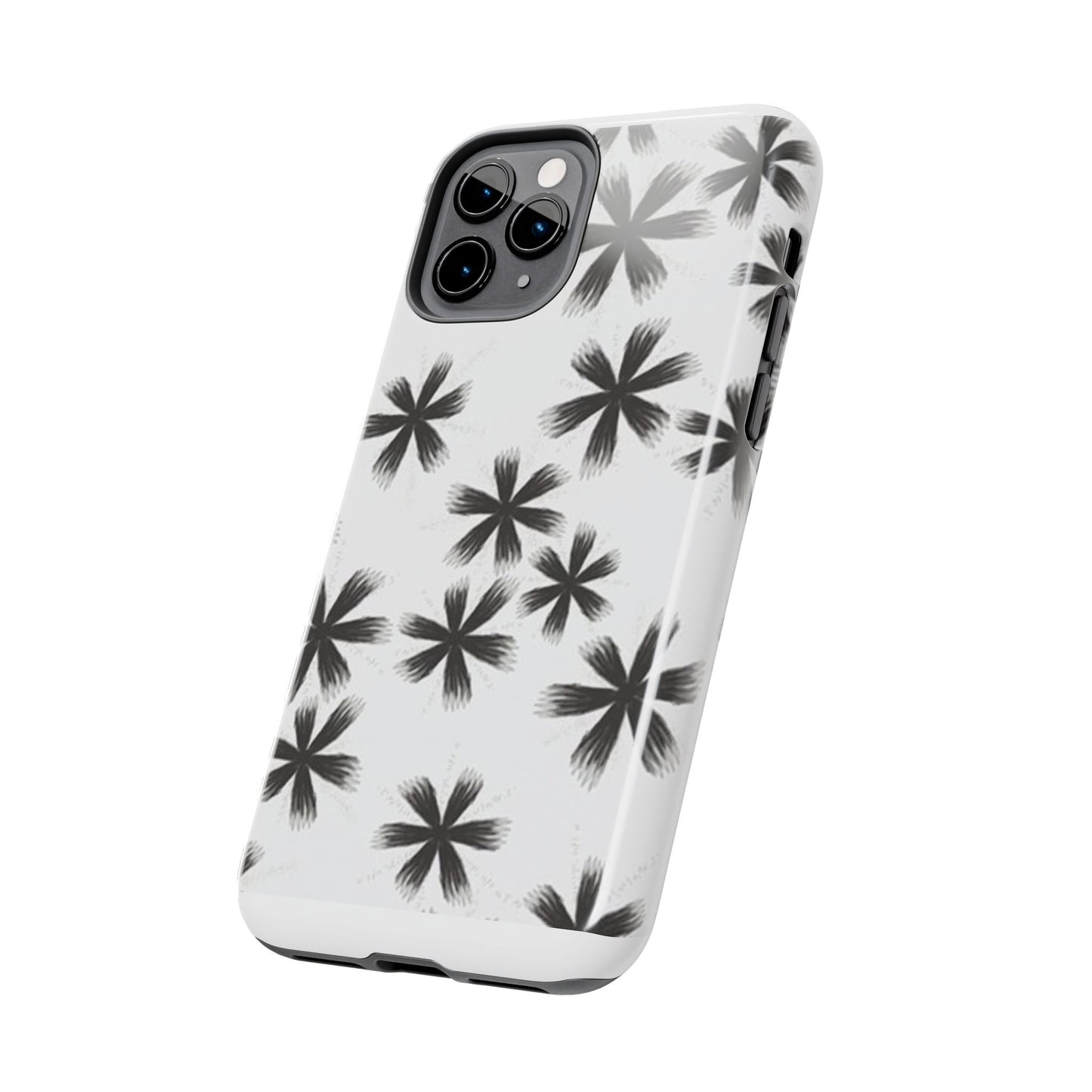 Stylish Tough Phone Cases, Black Flower Design, Durable Phone Protection, Unique Gift, Trendy Phone Accessories