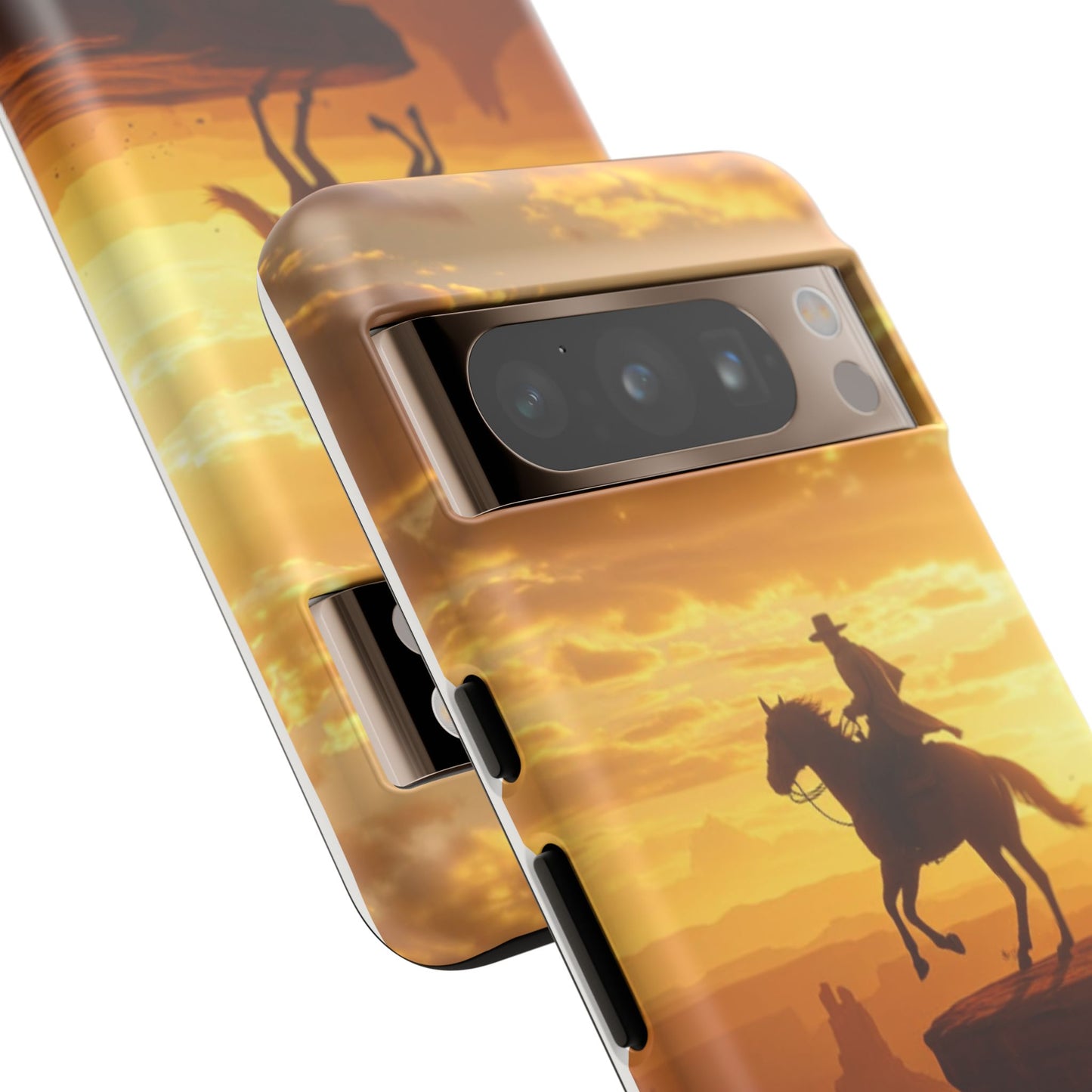 Sunset Horse Rider Phone Case, Western Art Cover, Tough Shell, Ideal Gift for Horse Lovers, Scenic Phone Accessories