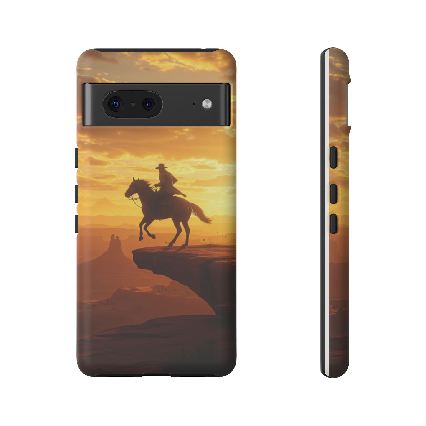 Sunset Horse Rider Phone Case, Western Art Cover, Tough Shell, Ideal Gift for Horse Lovers, Scenic Phone Accessories