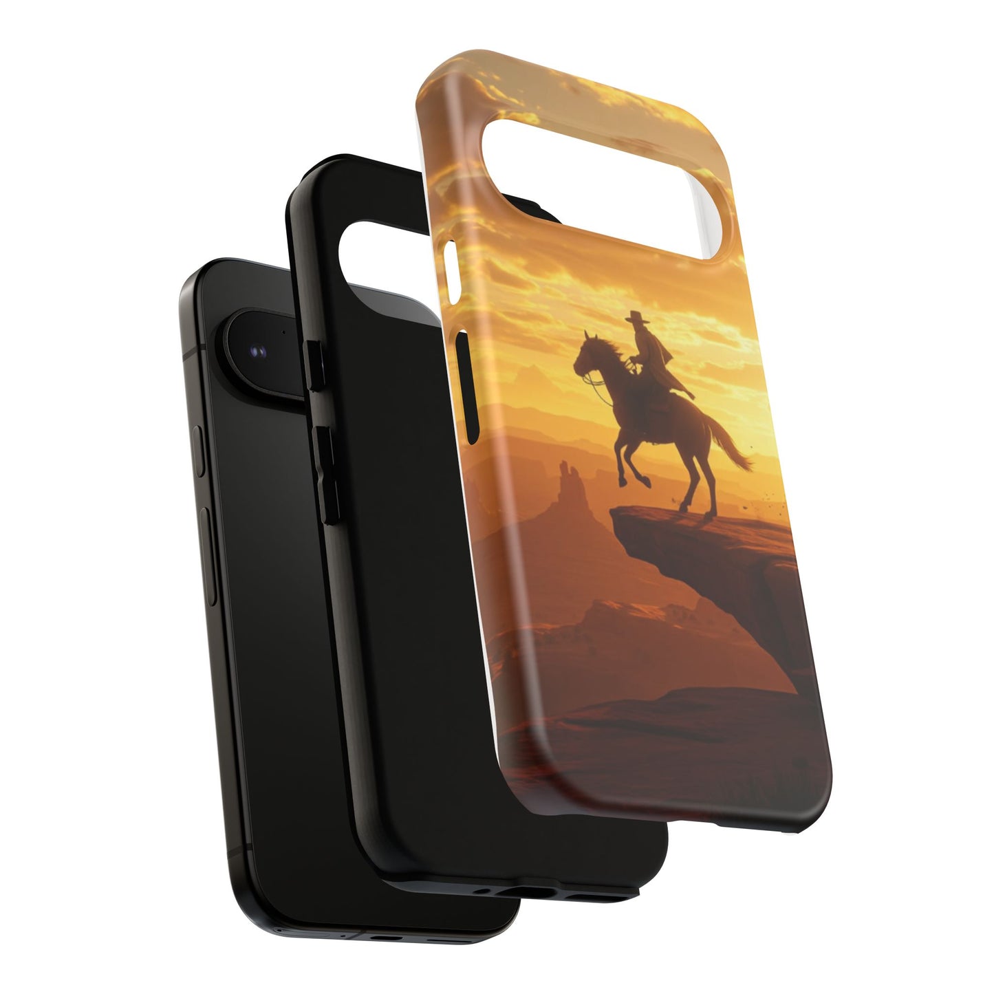 Sunset Horse Rider Phone Case, Western Art Cover, Tough Shell, Ideal Gift for Horse Lovers, Scenic Phone Accessories