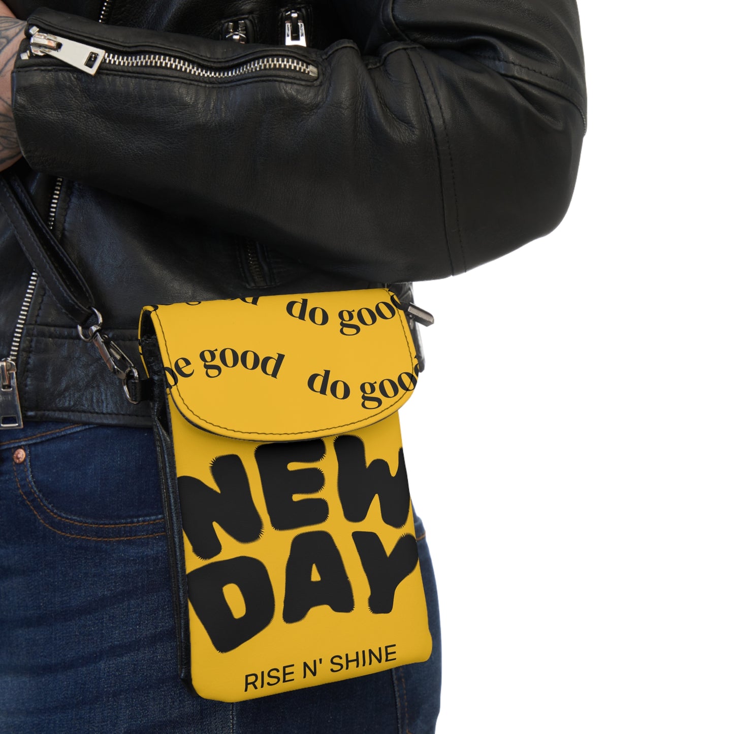 New Day Small Cell Phone Wallet - Do Good Crossbody Bag for Everyday Use, Travel, Gifts, Festivals, and Self-Care