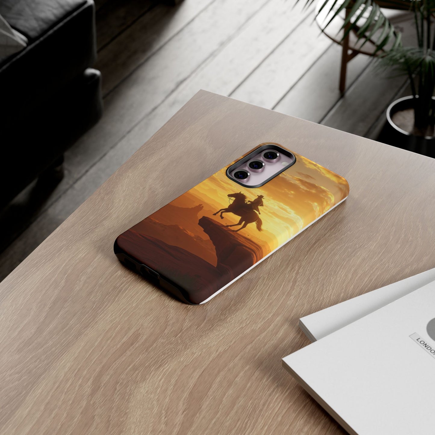 Sunset Horse Rider Phone Case, Western Art Cover, Tough Shell, Ideal Gift for Horse Lovers, Scenic Phone Accessories