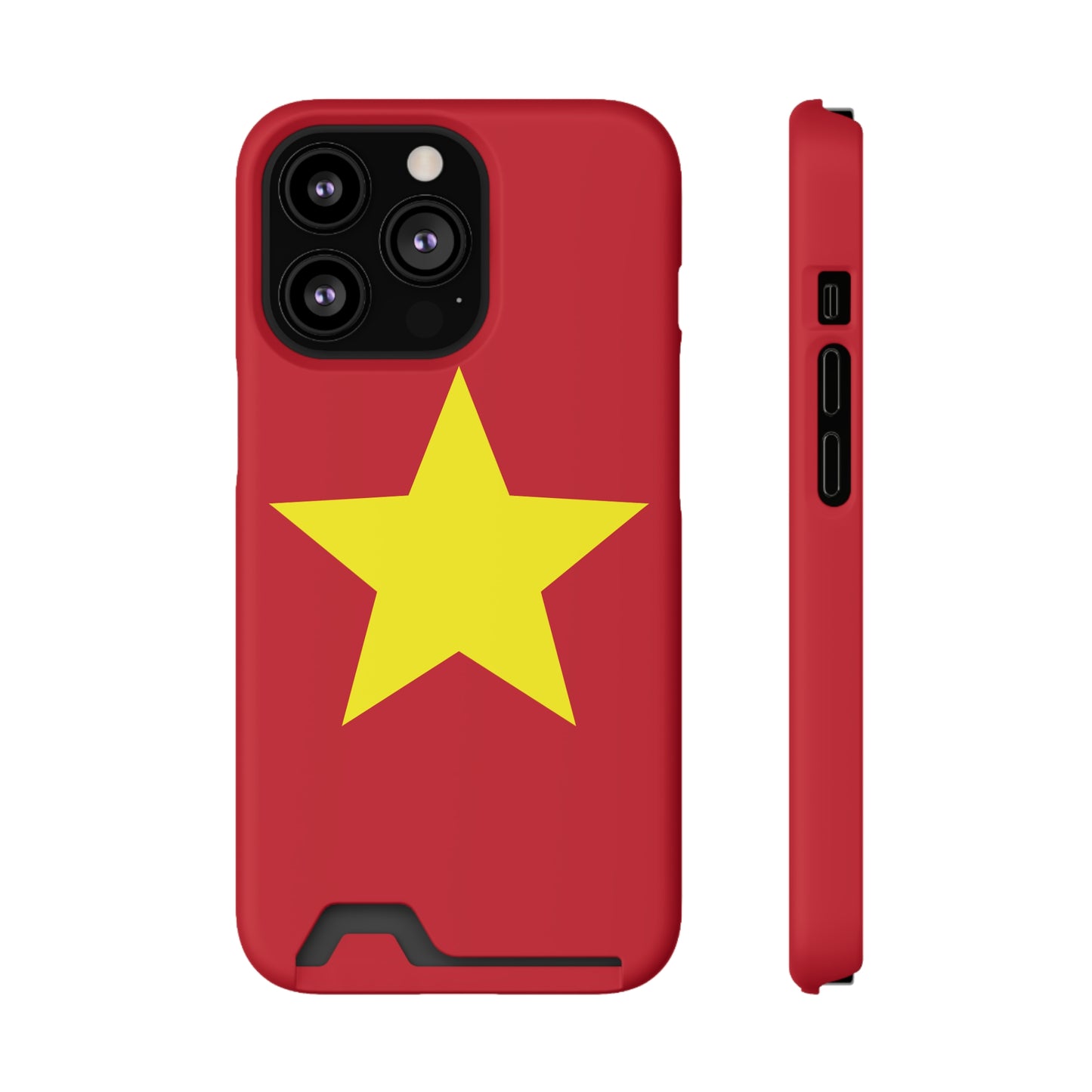 Red Star Phone Case with Card Holder, Gift for Flag Lovers, Stylish Accessory for Everyday Use, Perfect for Travel, Birthday Gift
