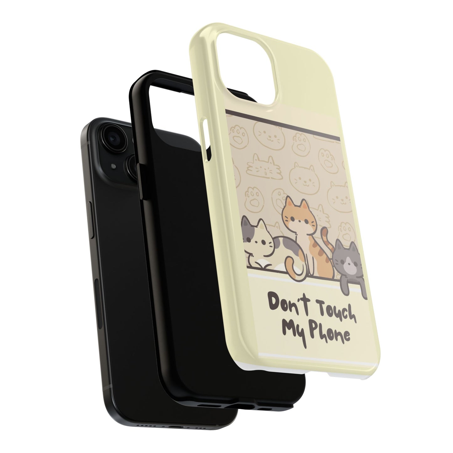 Cute Cat Phone Case - Don't Touch My Phone, Gift for Cat Lovers, Kawaii Accessories, Fun Tech Protection, Pet Lover Gifts