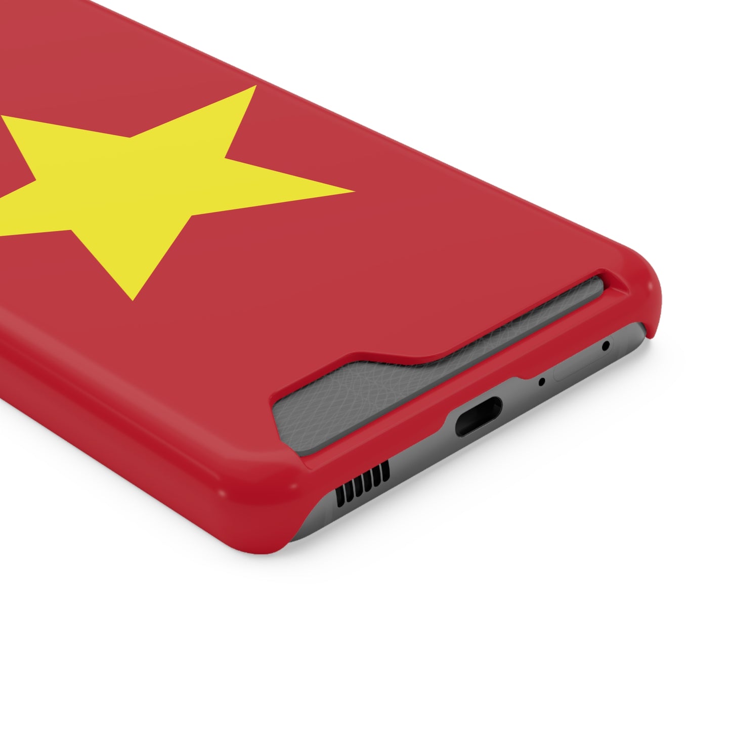Red Star Phone Case with Card Holder, Gift for Flag Lovers, Stylish Accessory for Everyday Use, Perfect for Travel, Birthday Gift