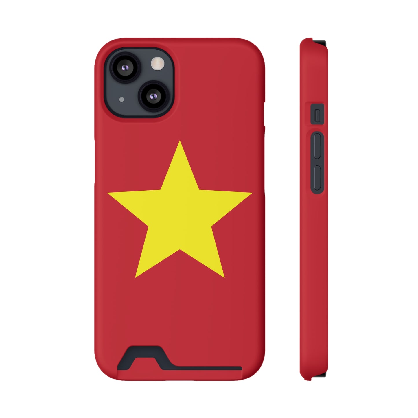 Red Star Phone Case with Card Holder, Gift for Flag Lovers, Stylish Accessory for Everyday Use, Perfect for Travel, Birthday Gift