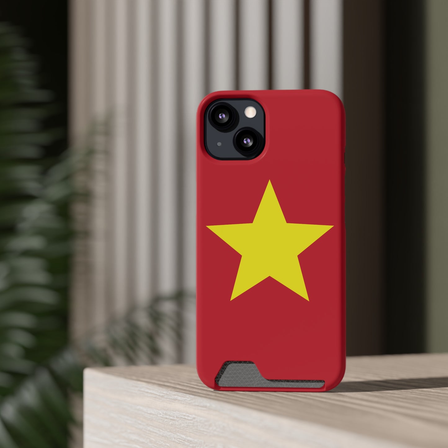 Red Star Phone Case with Card Holder, Gift for Flag Lovers, Stylish Accessory for Everyday Use, Perfect for Travel, Birthday Gift