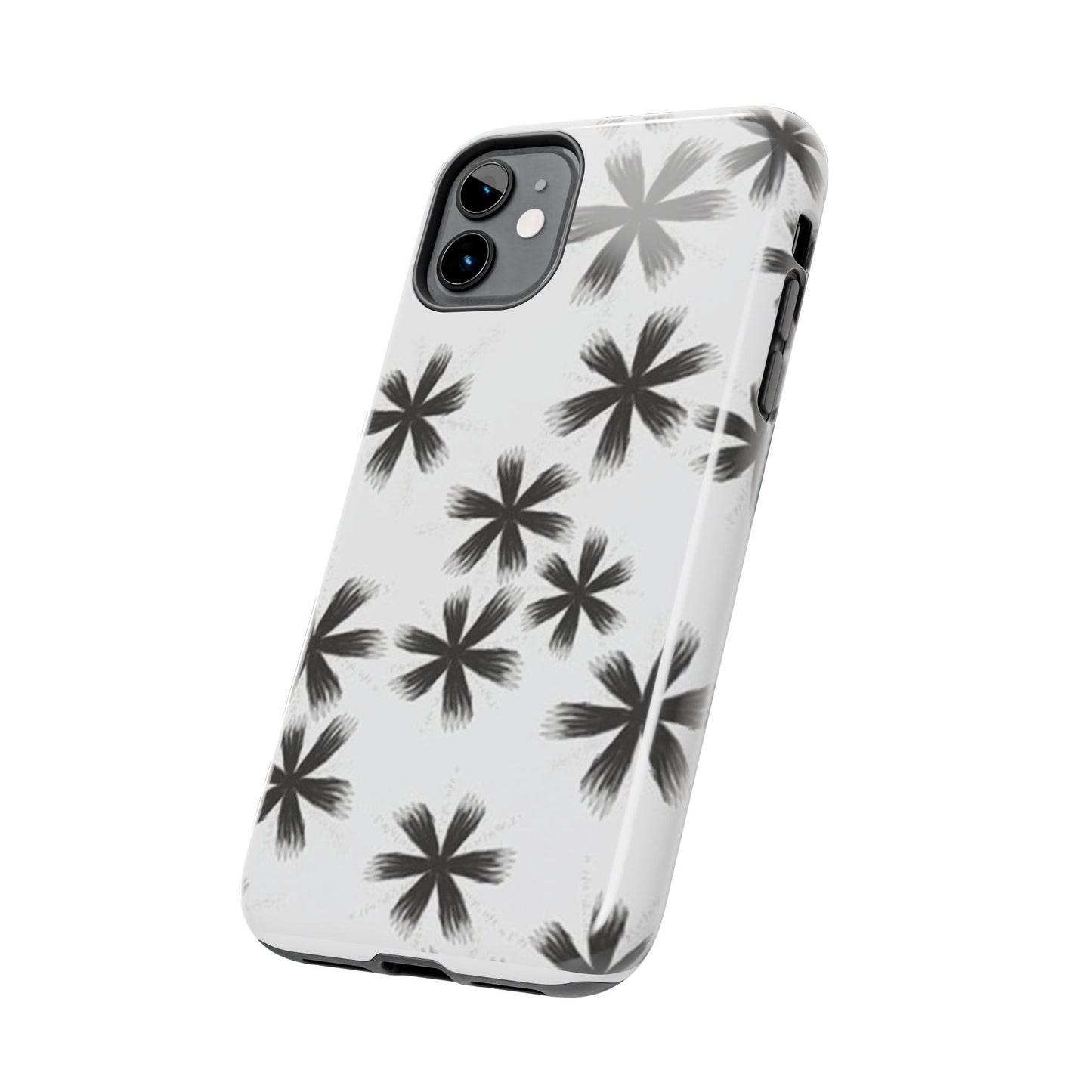 Stylish Tough Phone Cases, Black Flower Design, Durable Phone Protection, Unique Gift, Trendy Phone Accessories